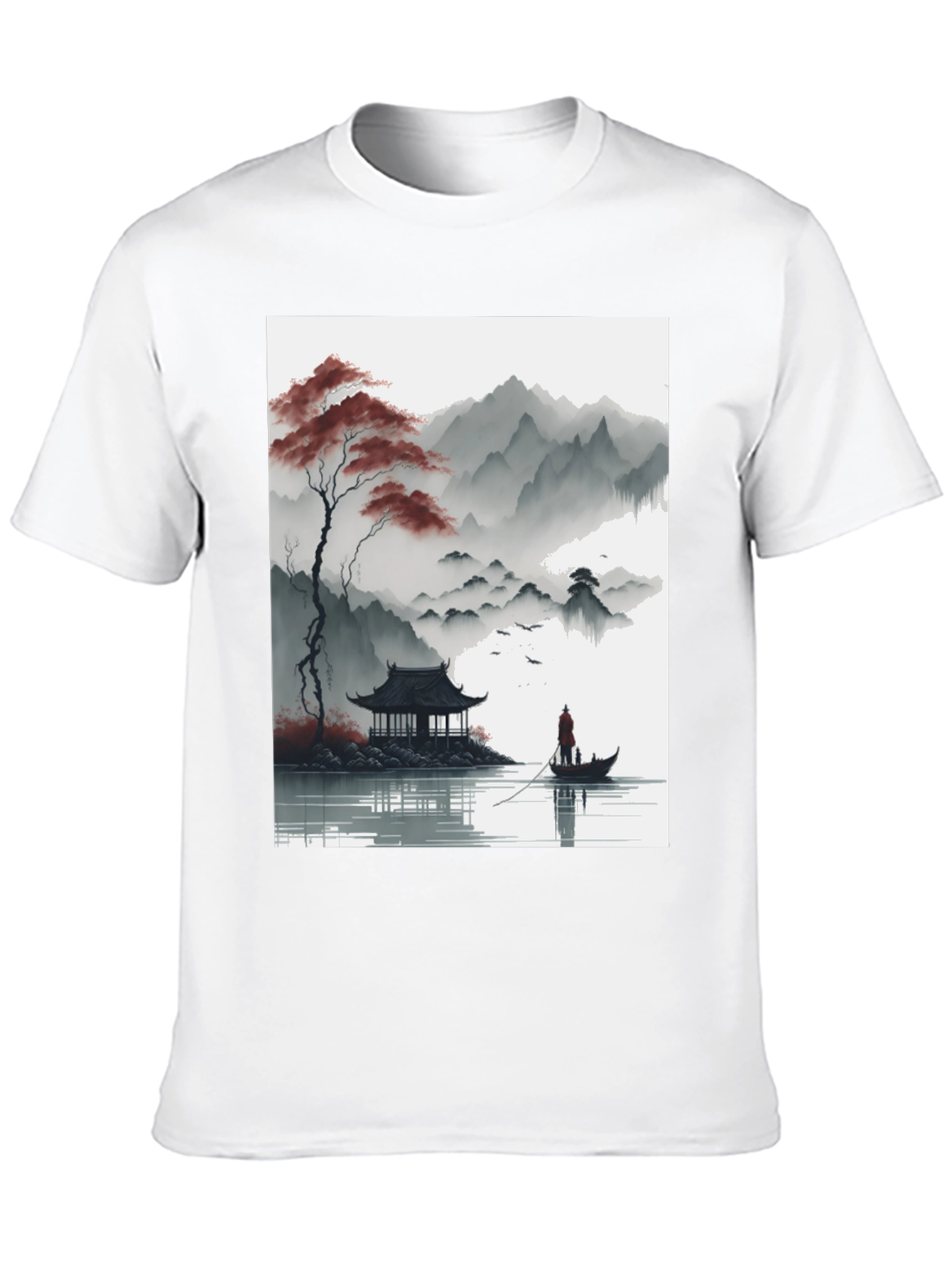 Artistic Zen Landscape Black T-Shirt