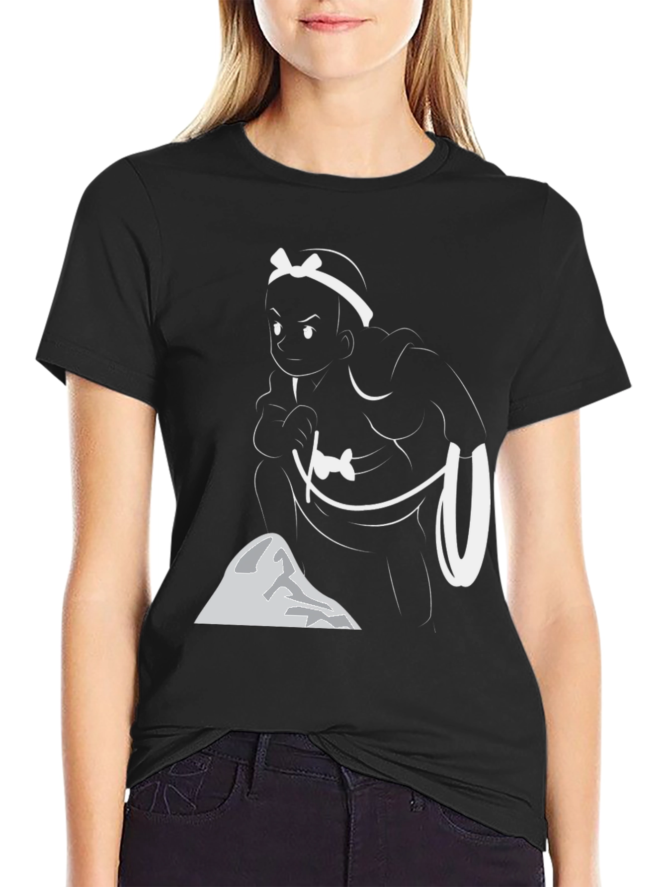 Sumo Wrestler Graphic Tee - Black Cotton T-Shirt