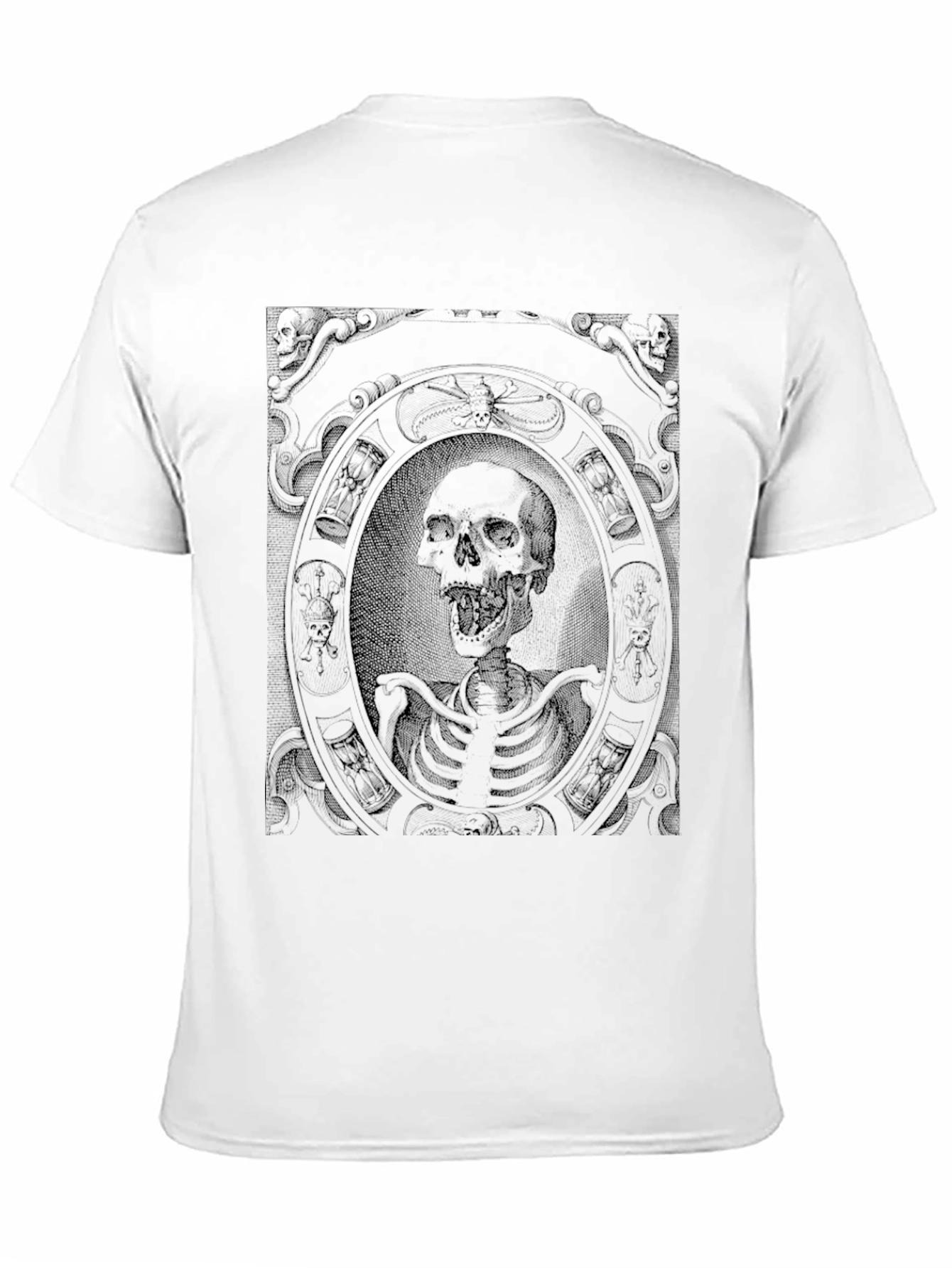 Gothic Skeleton Portrait Graphic Tee - Black