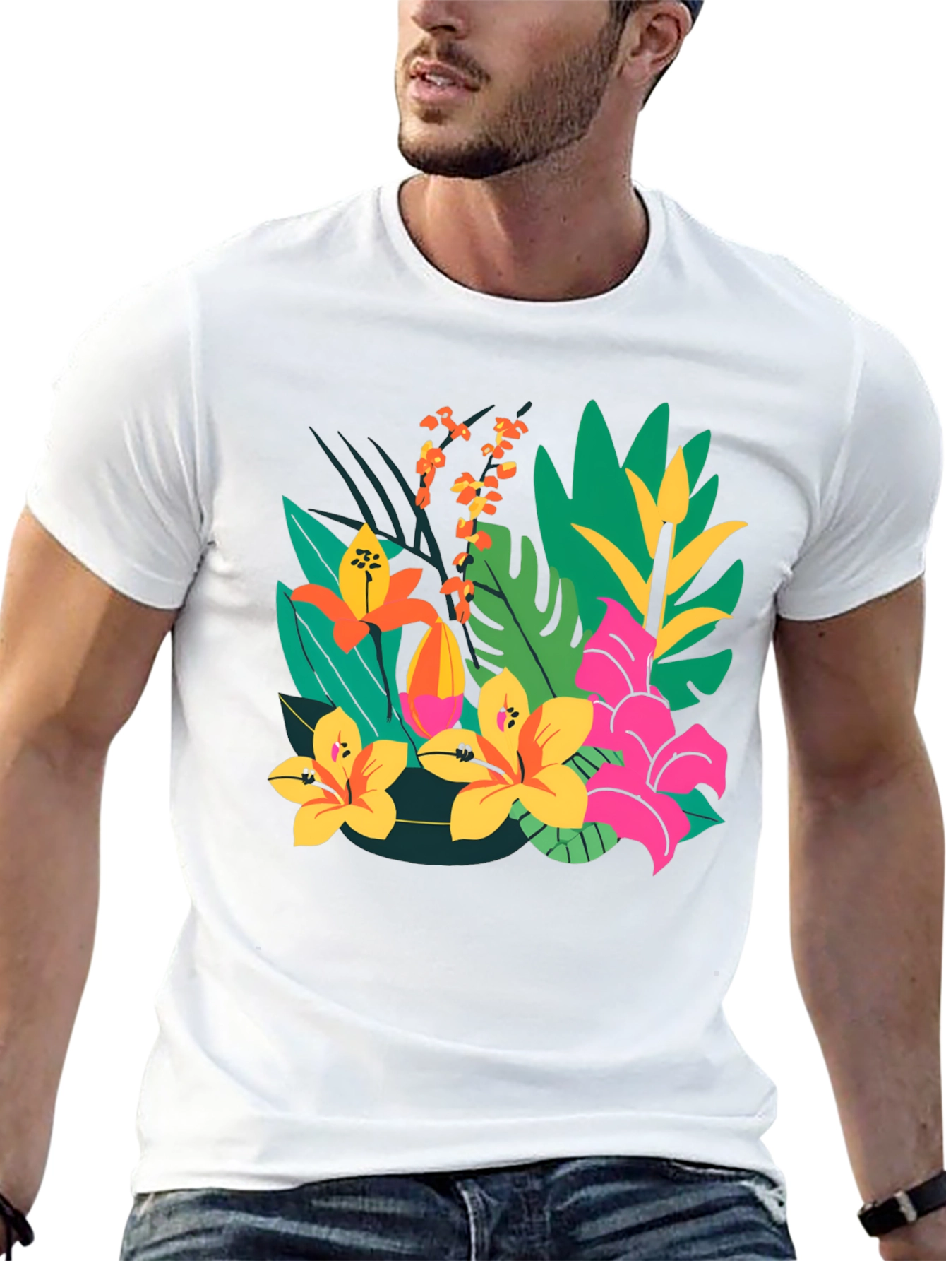 Tropical Flower T-Shirt: Vibrant Floral Graphic Tee