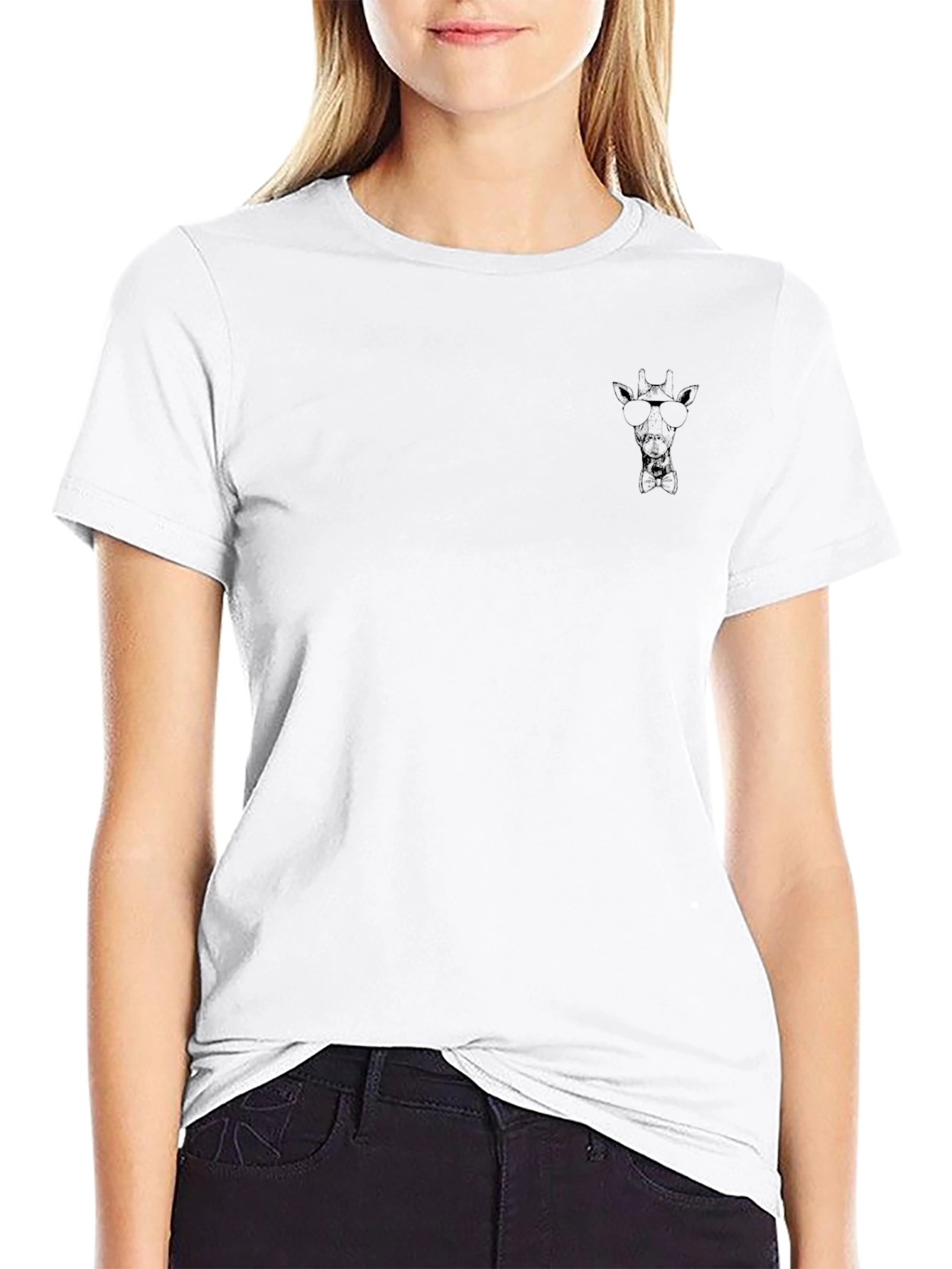 Cool Black Giraffe Graphic T-Shirt