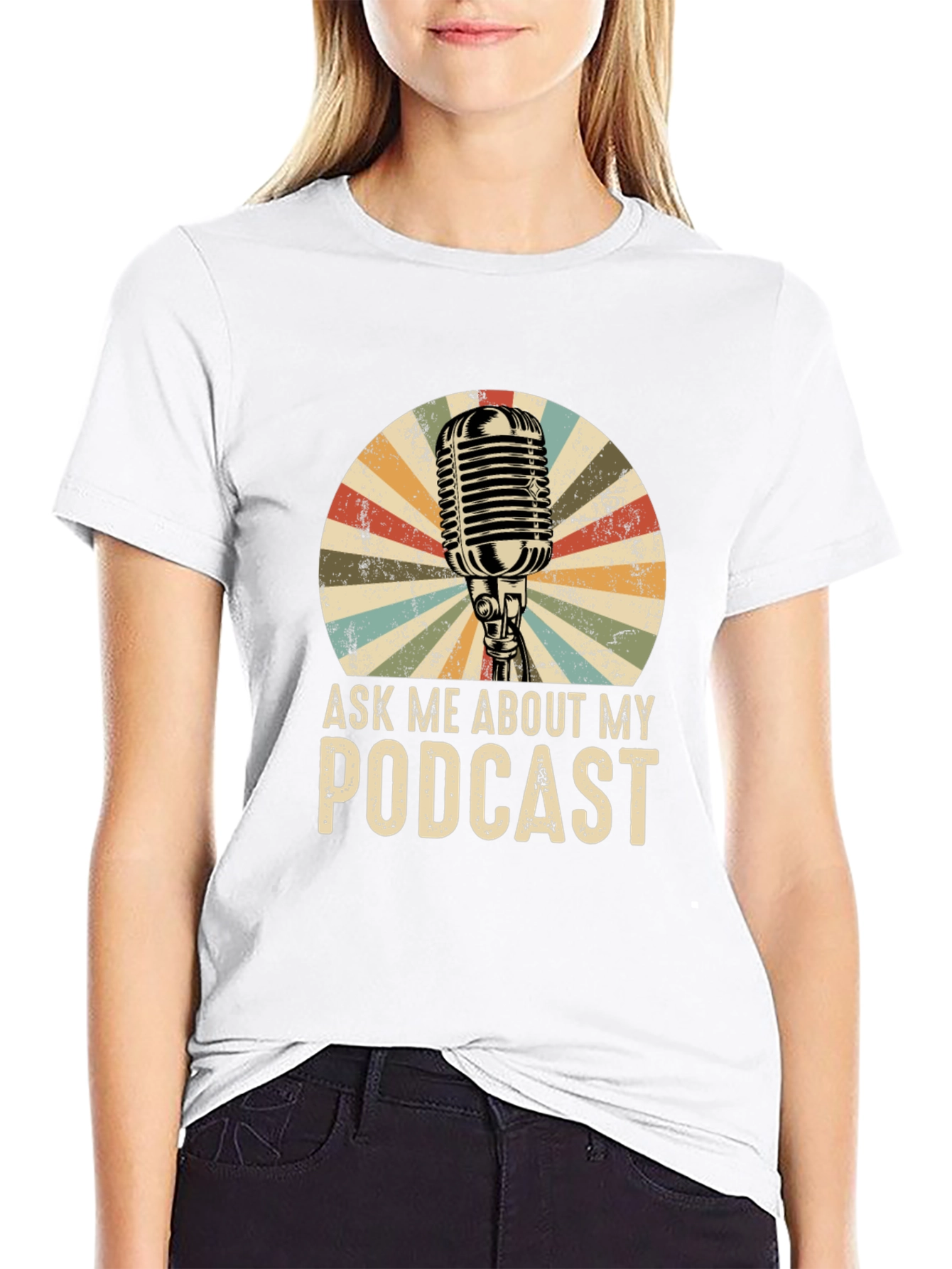 Ask Me About My Podcast T-Shirt Retro Microphone Design