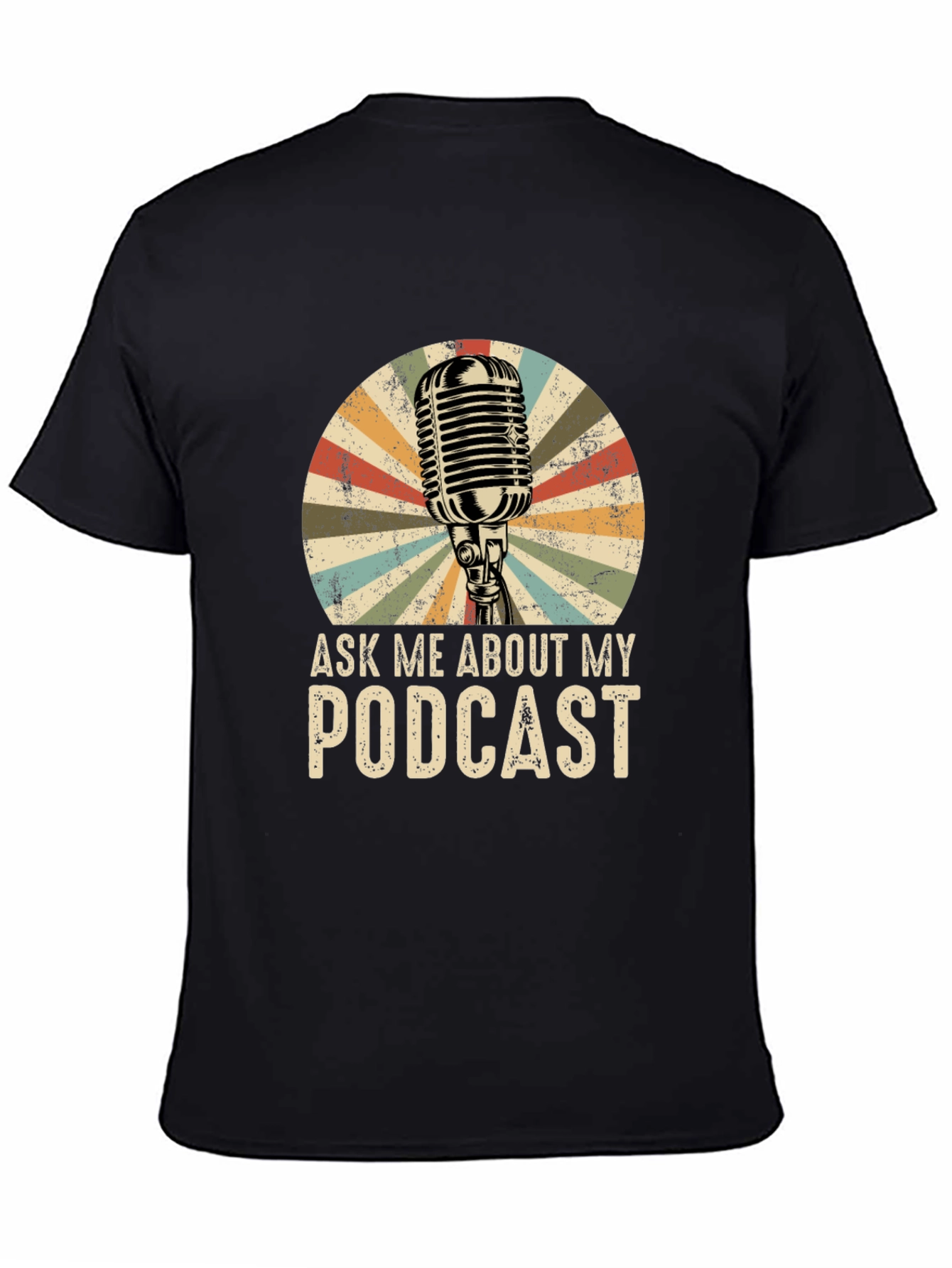 Ask Me About My Podcast T-Shirt Retro Microphone Design