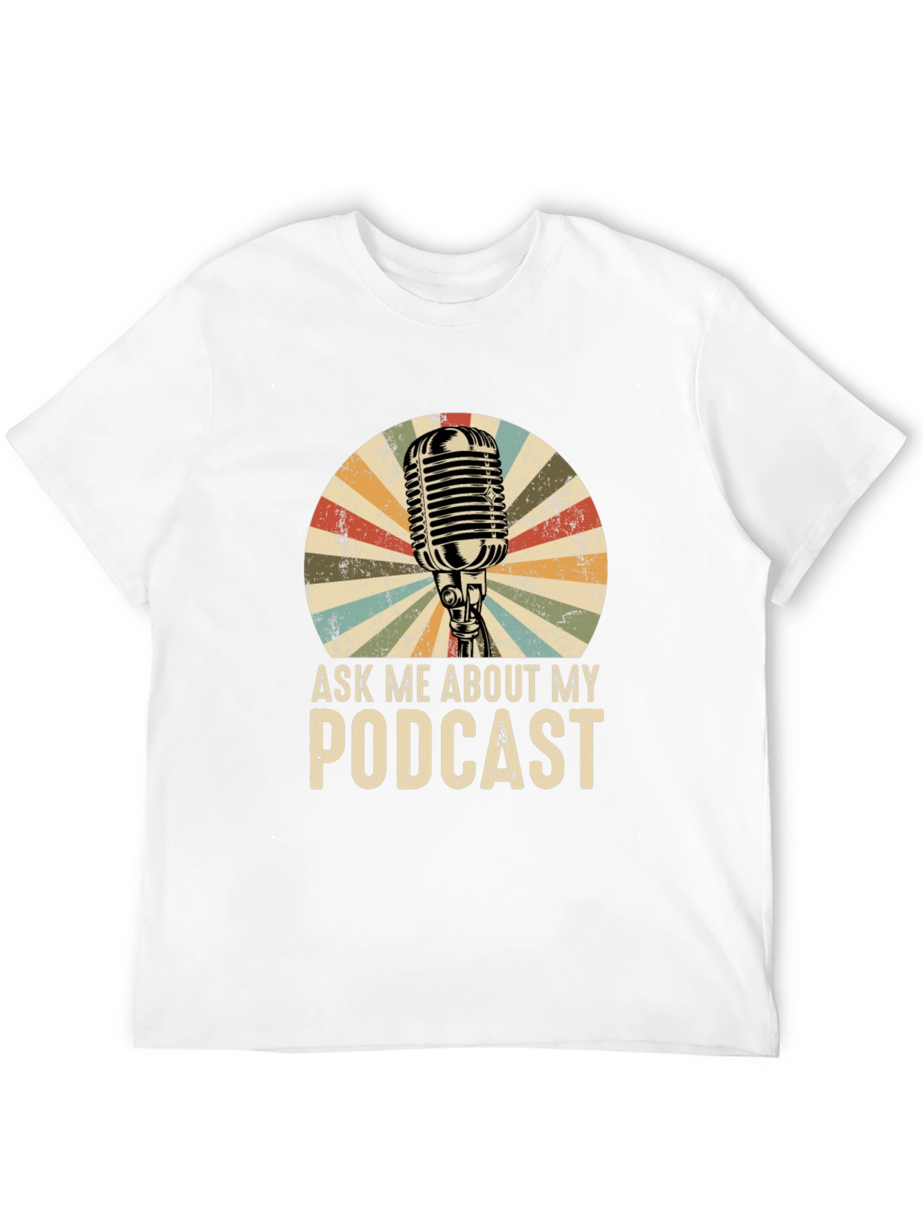 Ask Me About My Podcast T-Shirt Retro Microphone Design