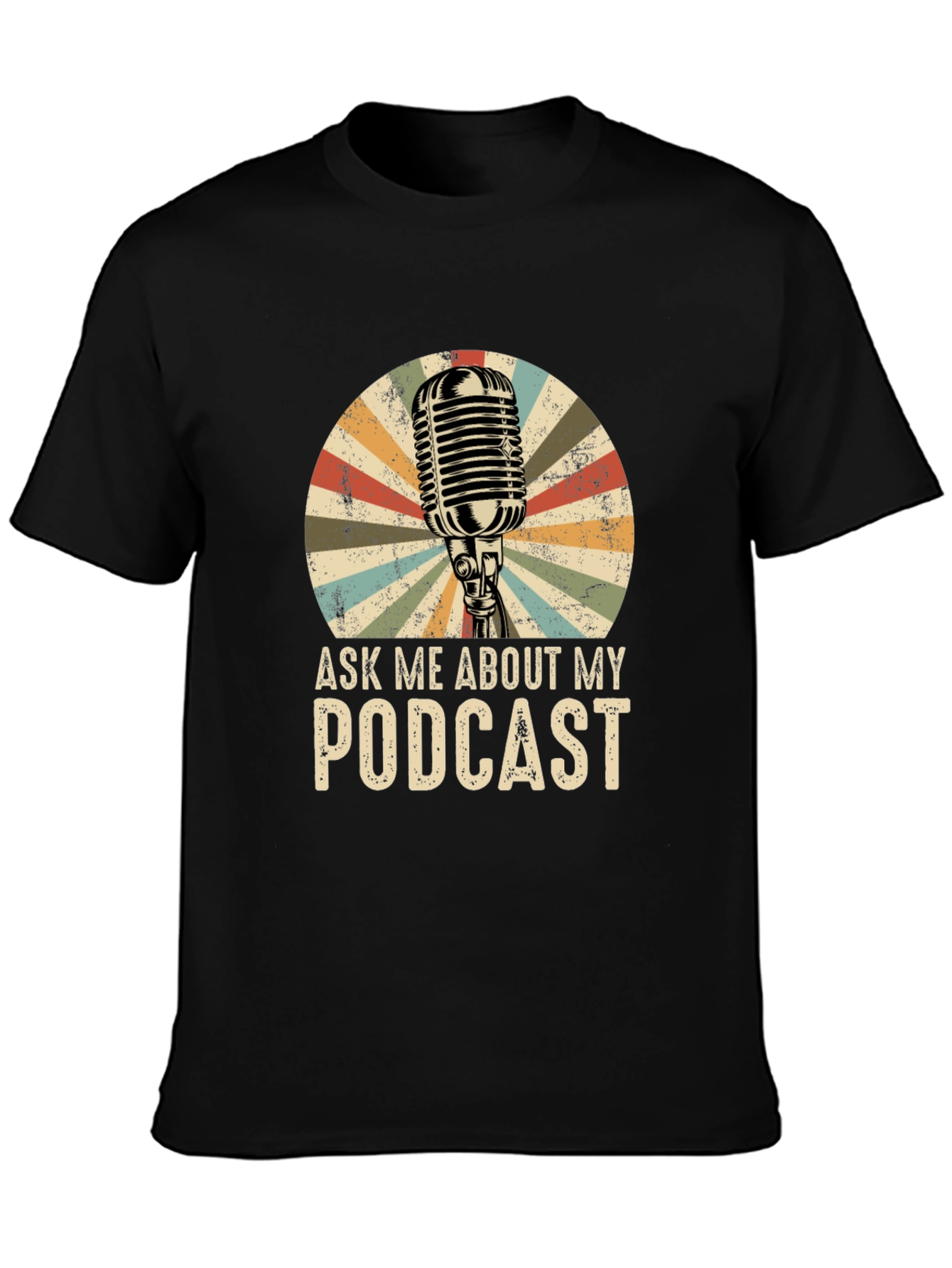 Ask Me About My Podcast T-Shirt Retro Microphone Design
