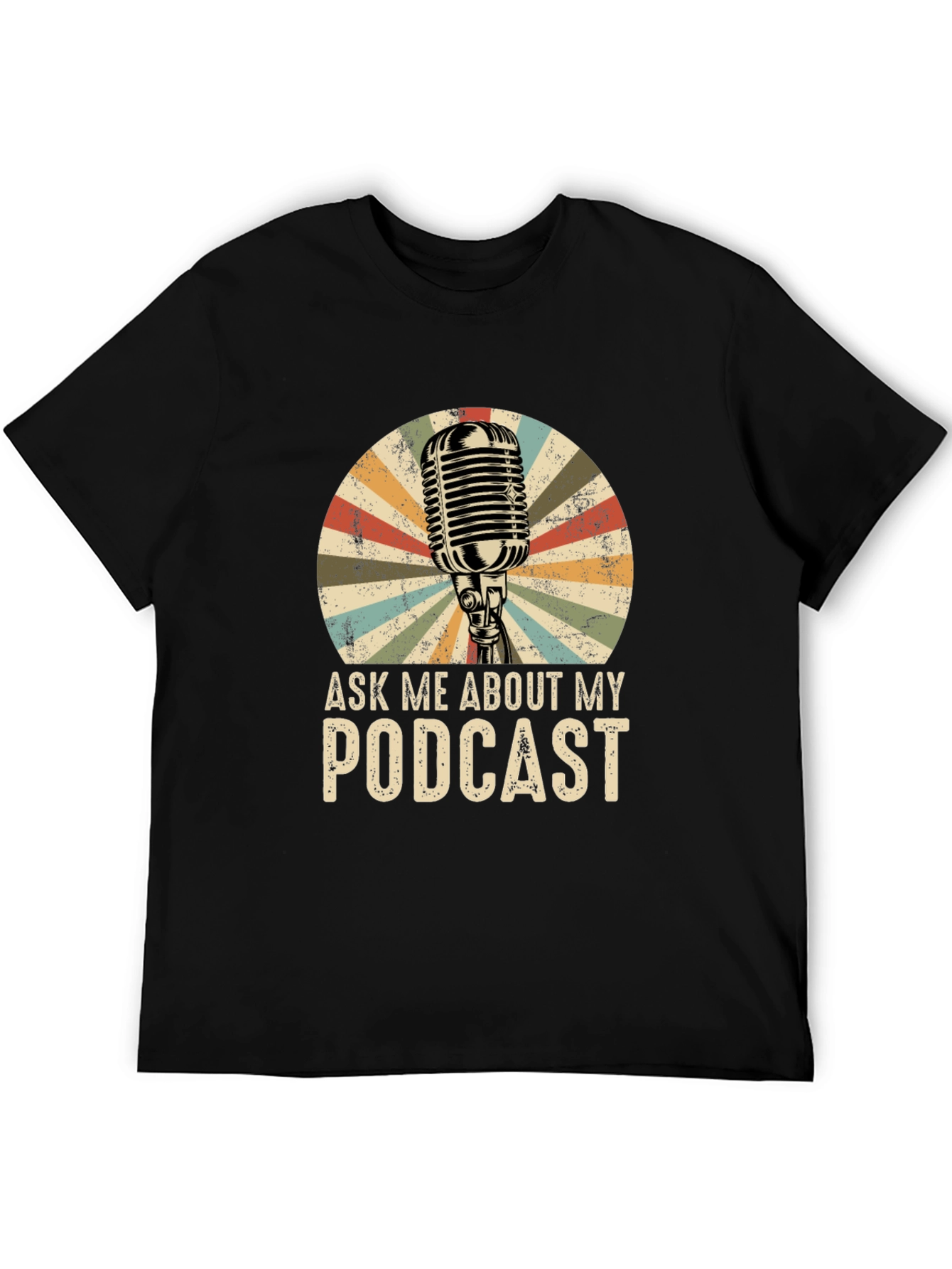 Ask Me About My Podcast T-Shirt Retro Microphone Design