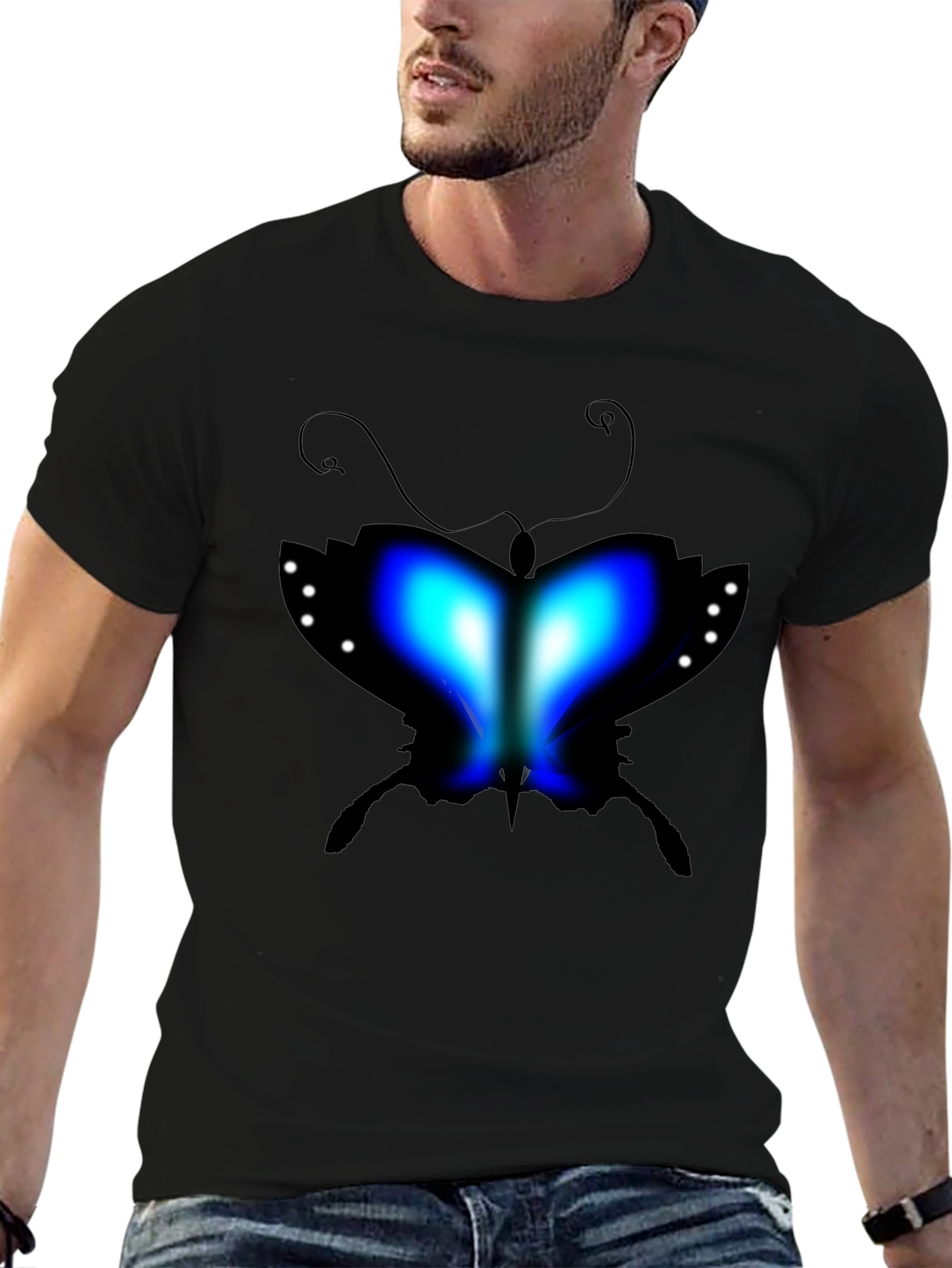 Butterfly Graphic Print Black T-Shirt