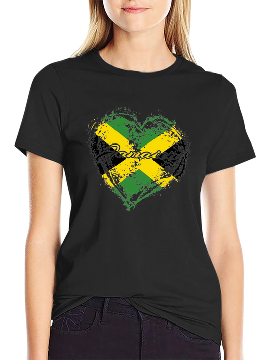 Jamaica Flag Heart T-Shirt