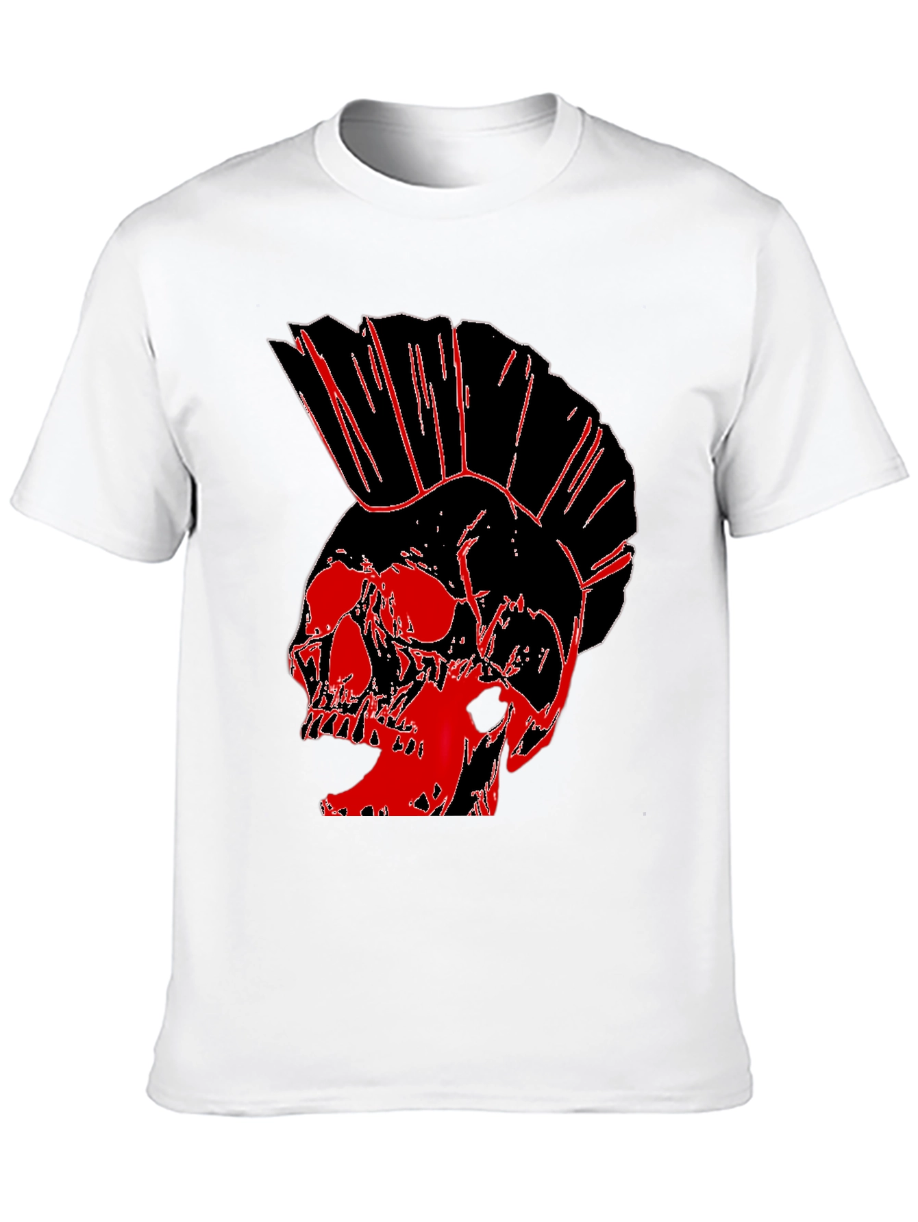 Punk Skull Graphic Tee - Black Cotton T-Shirt