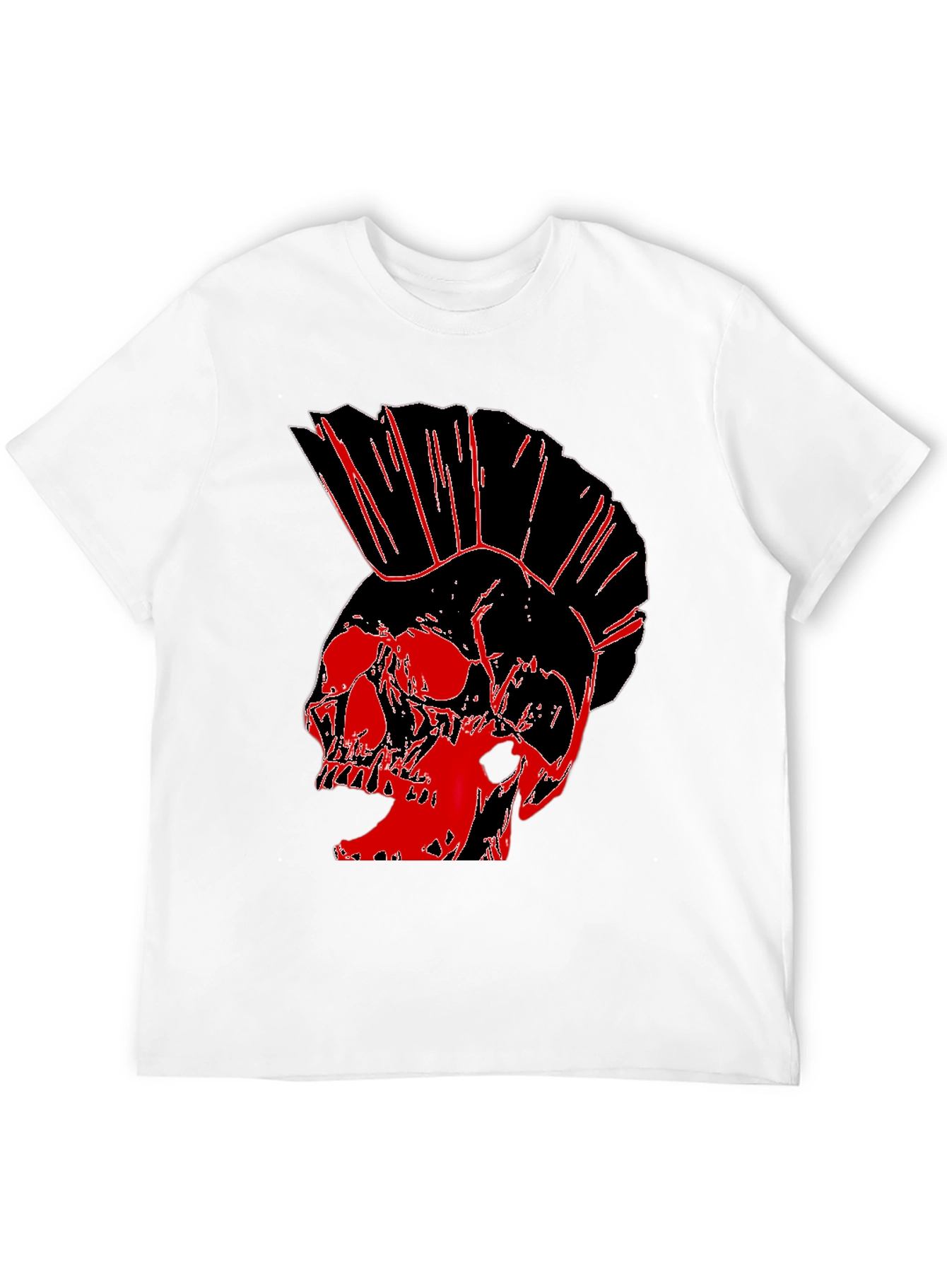 Punk Skull Graphic Tee - Black Cotton T-Shirt