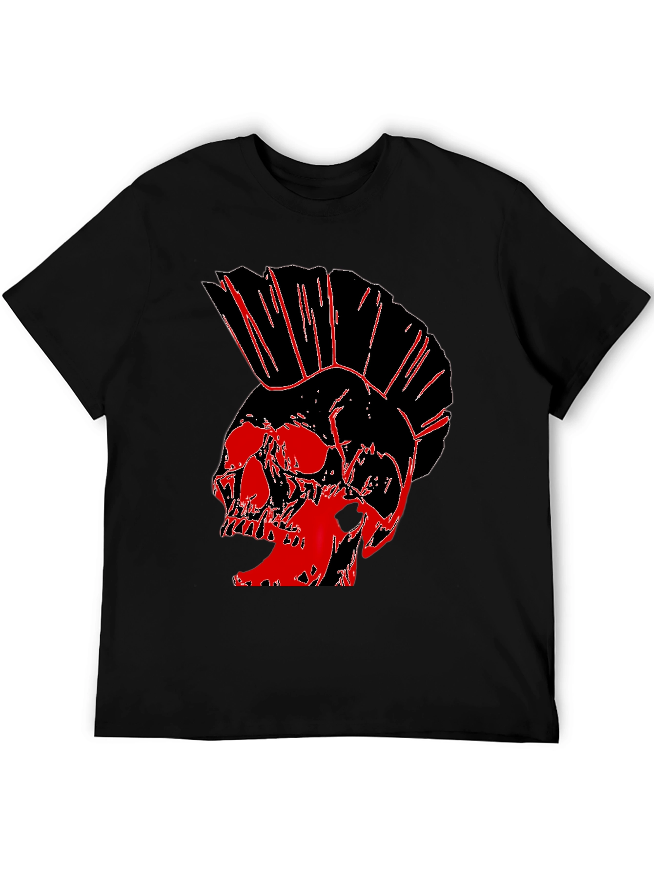 Punk Skull Graphic Tee - Black Cotton T-Shirt