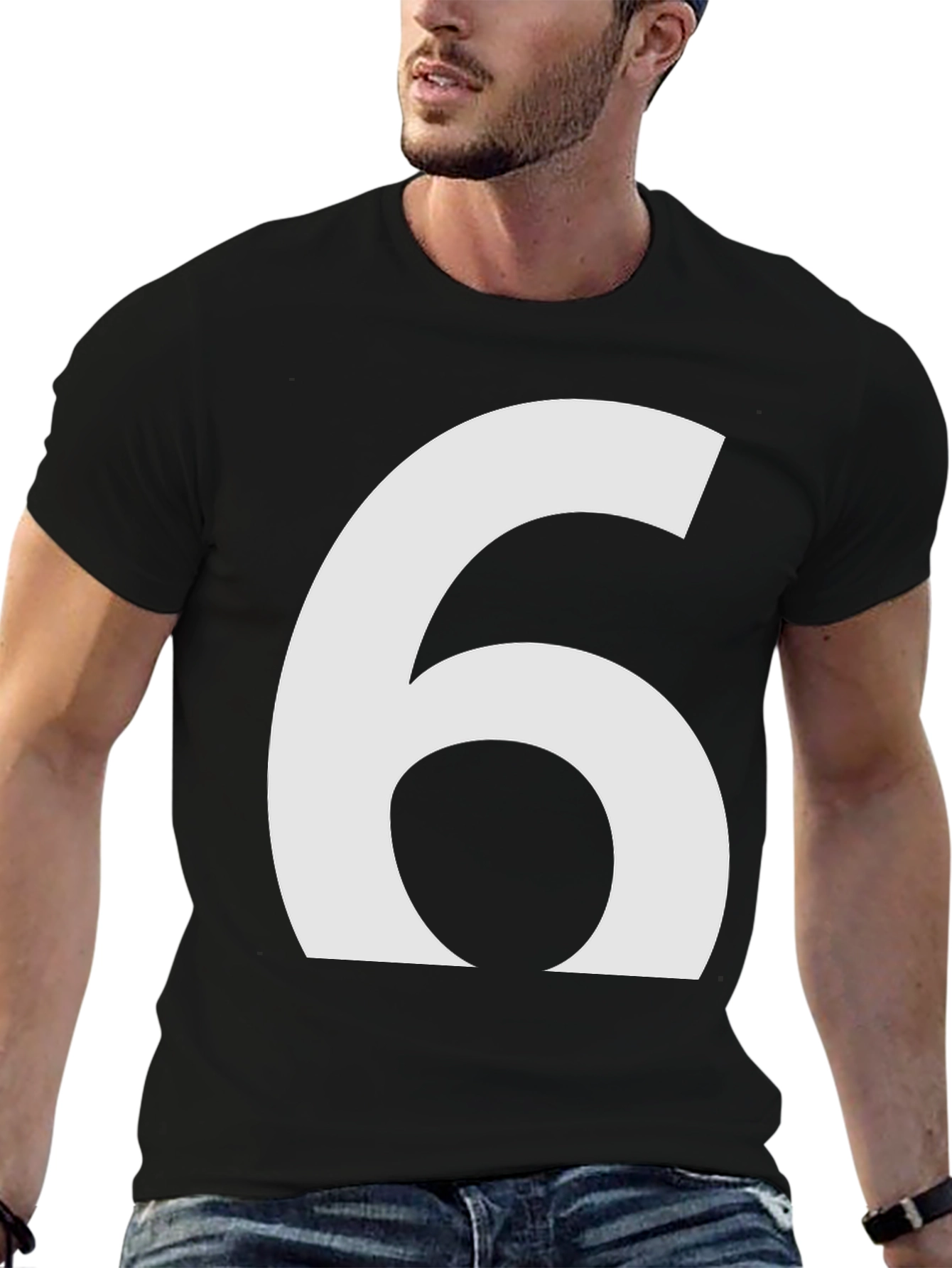Number 6 Graphic T-Shirt - Black Cotton Tee