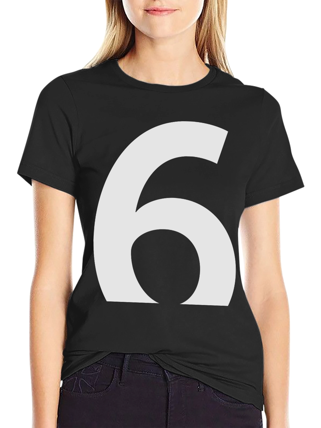 Number 6 Graphic T-Shirt - Black Cotton Tee