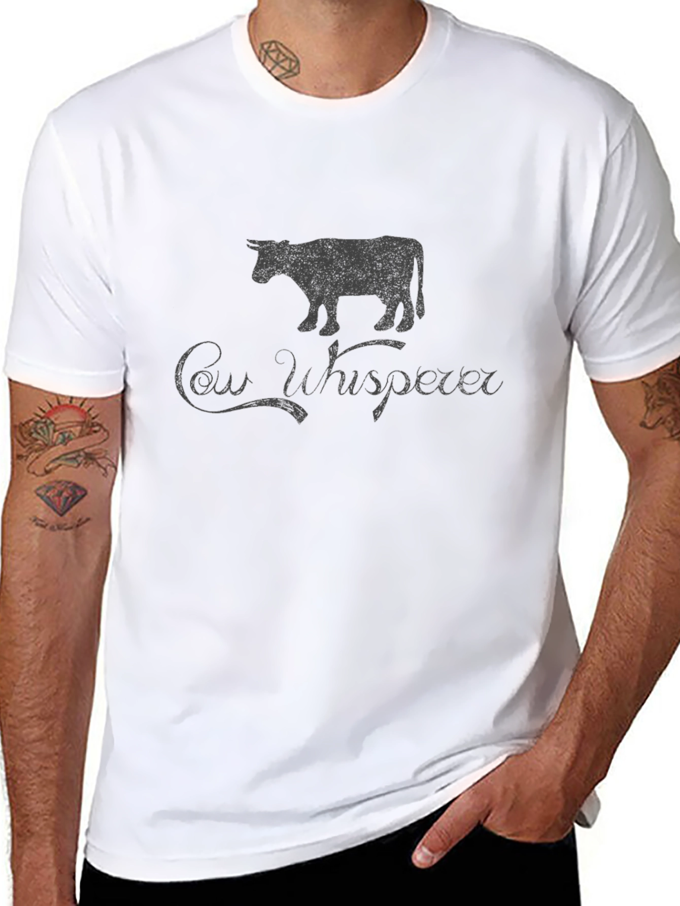 Cow Whisperer Graphic Tee - Black Casual Shirt