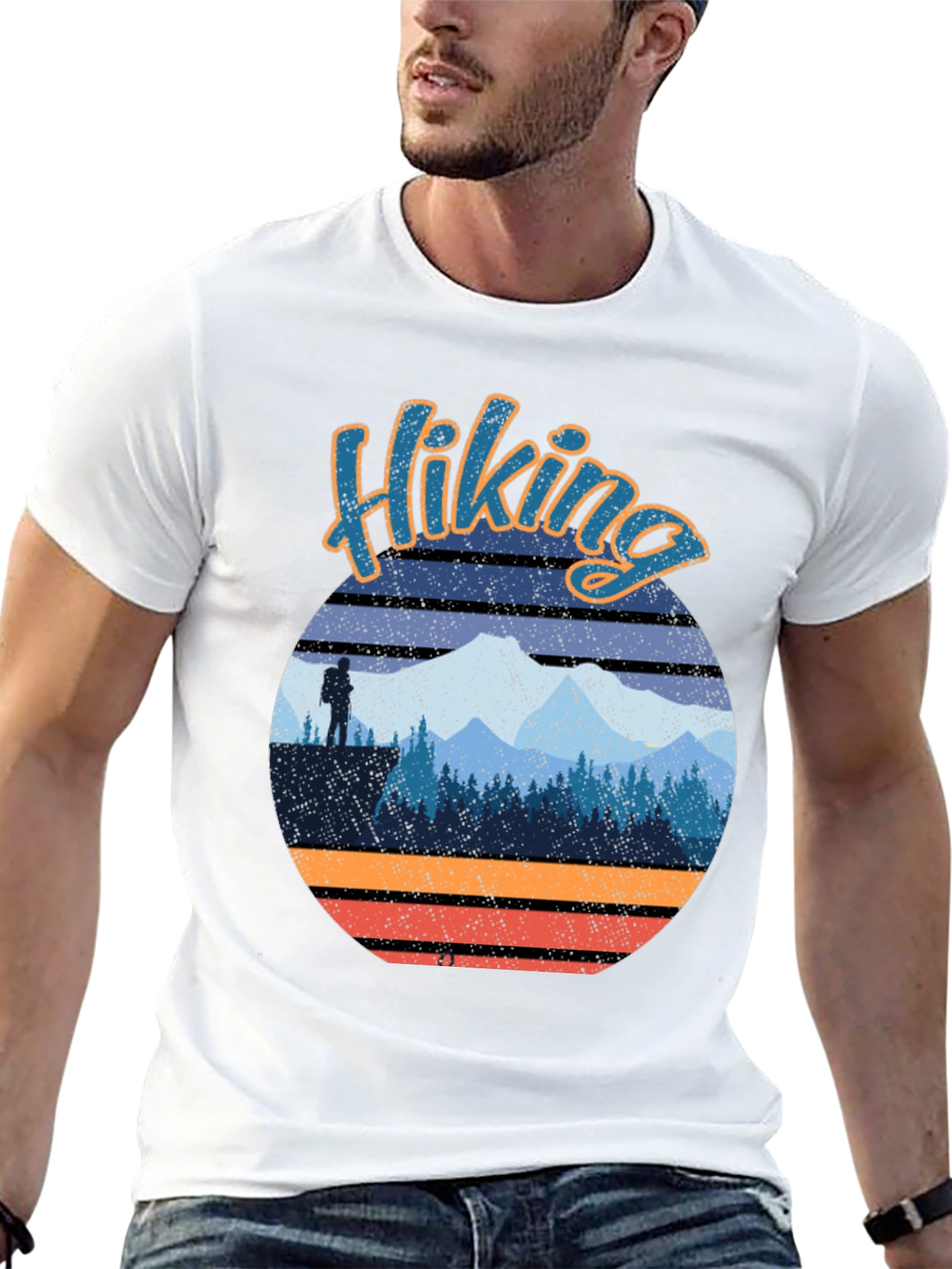 Hiking Adventure T-Shirt - Mountain Sunset Design