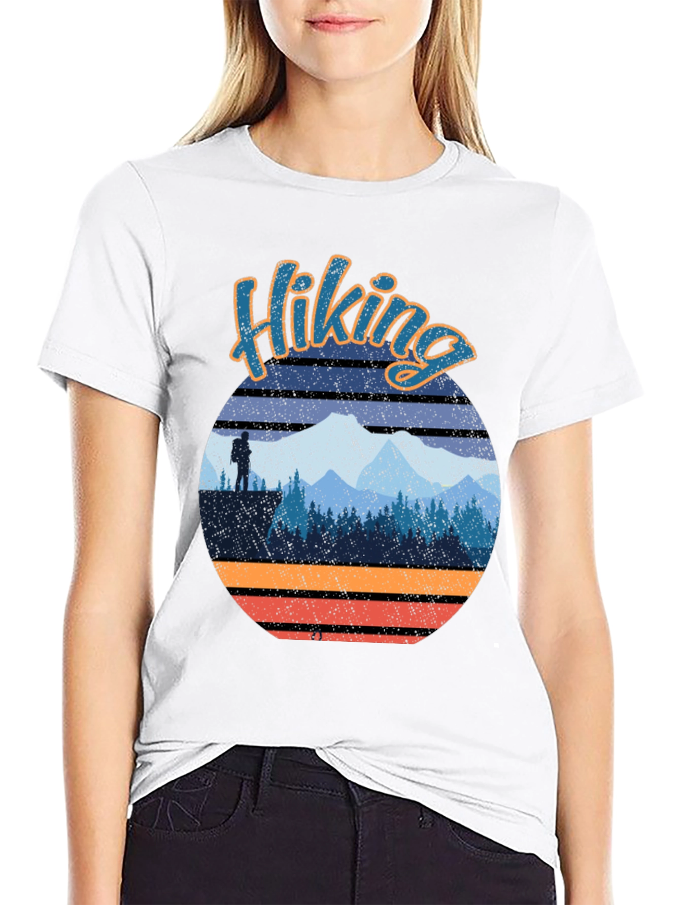 Hiking Adventure T-Shirt - Mountain Sunset Design
