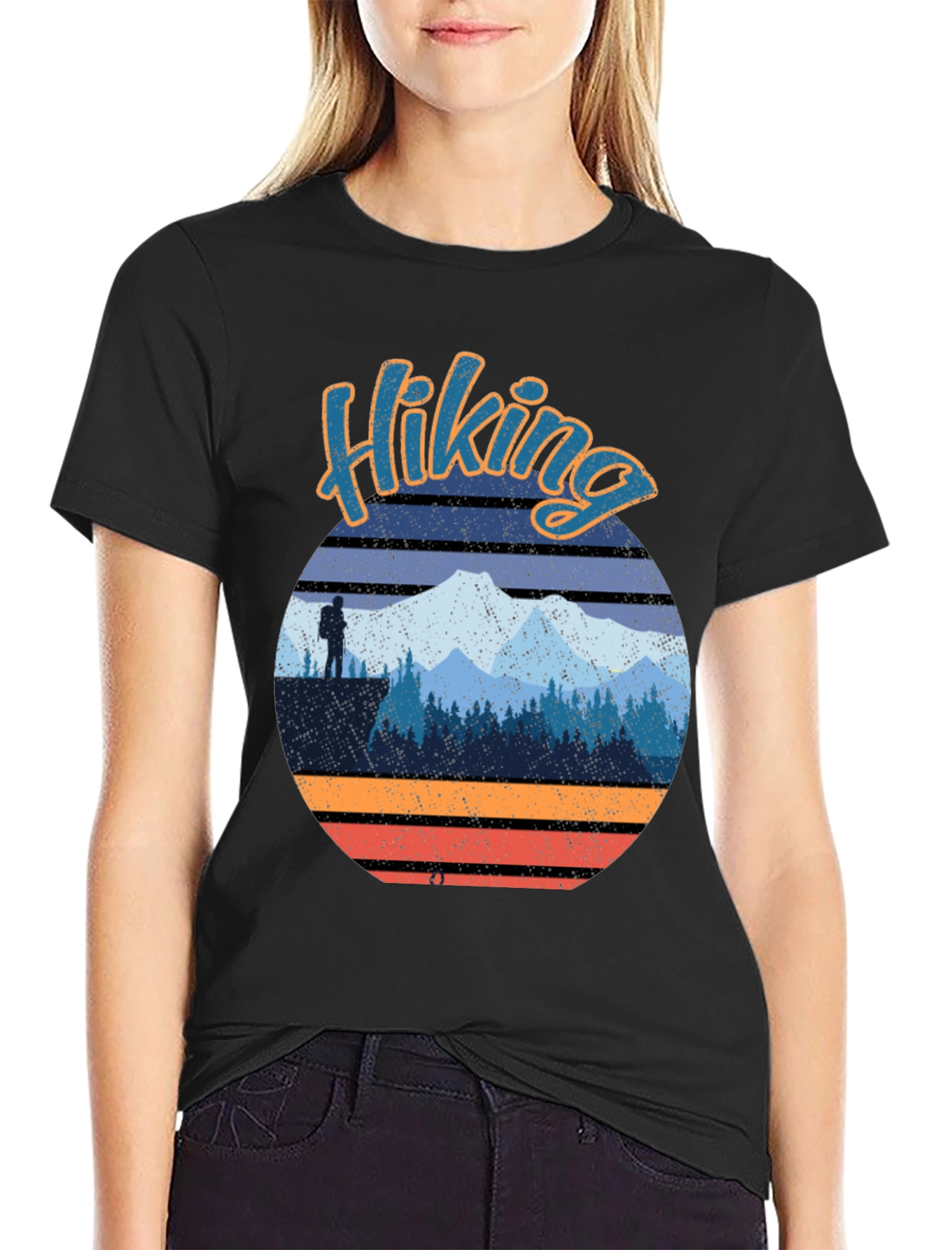 Hiking Adventure T-Shirt - Mountain Sunset Design