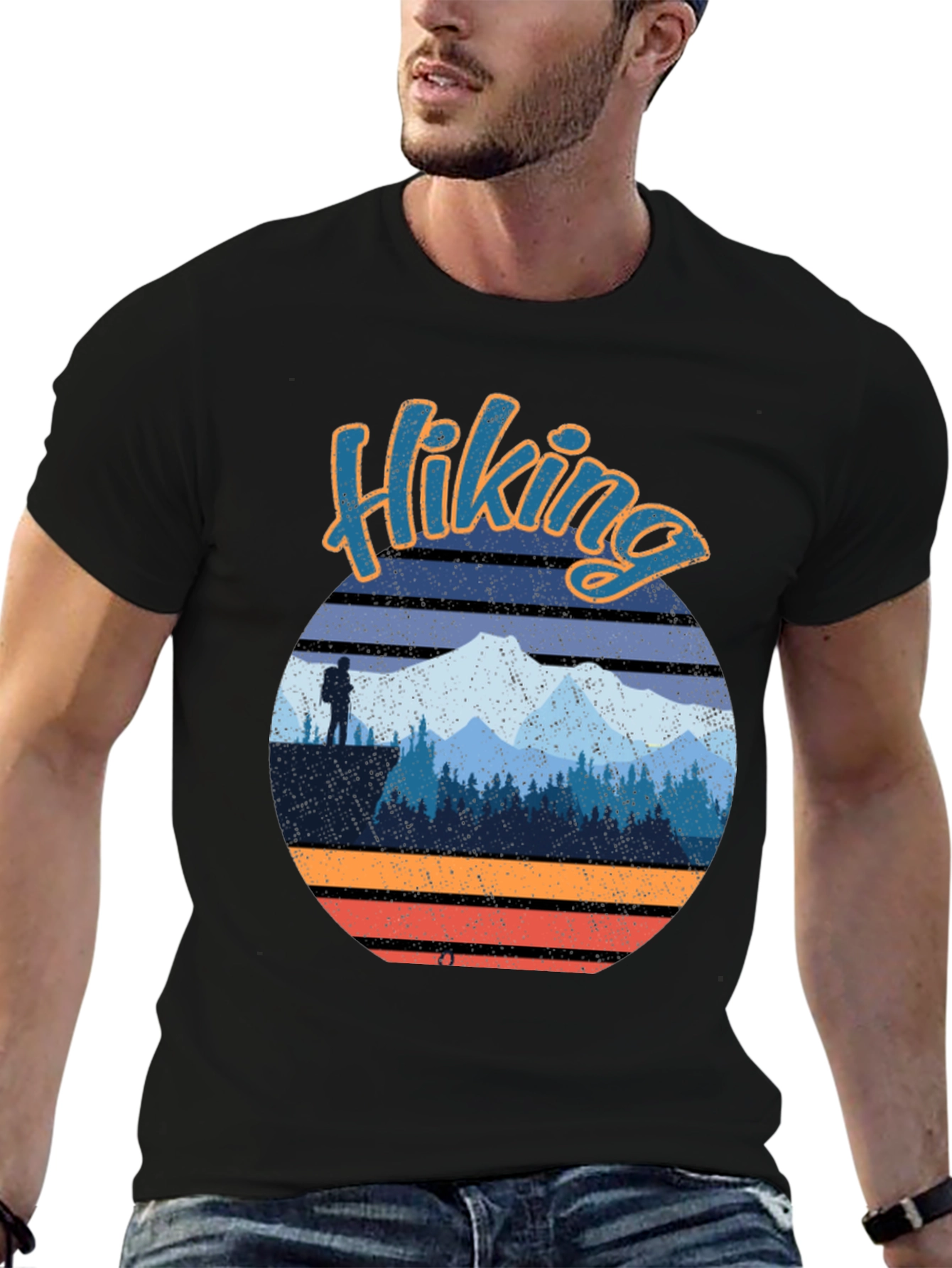 Hiking Adventure T-Shirt - Mountain Sunset Design