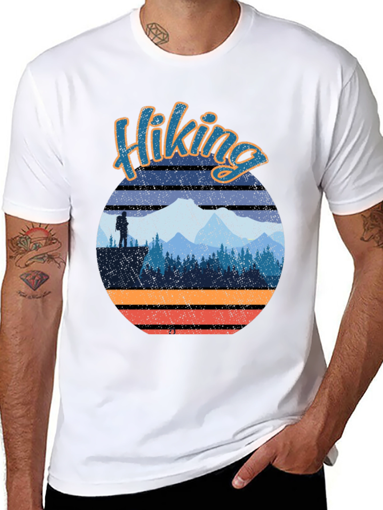 Hiking Adventure T-Shirt - Mountain Sunset Design