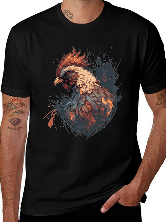 Rooster Graphic Tee - Stylish Mens Black T-Shirt