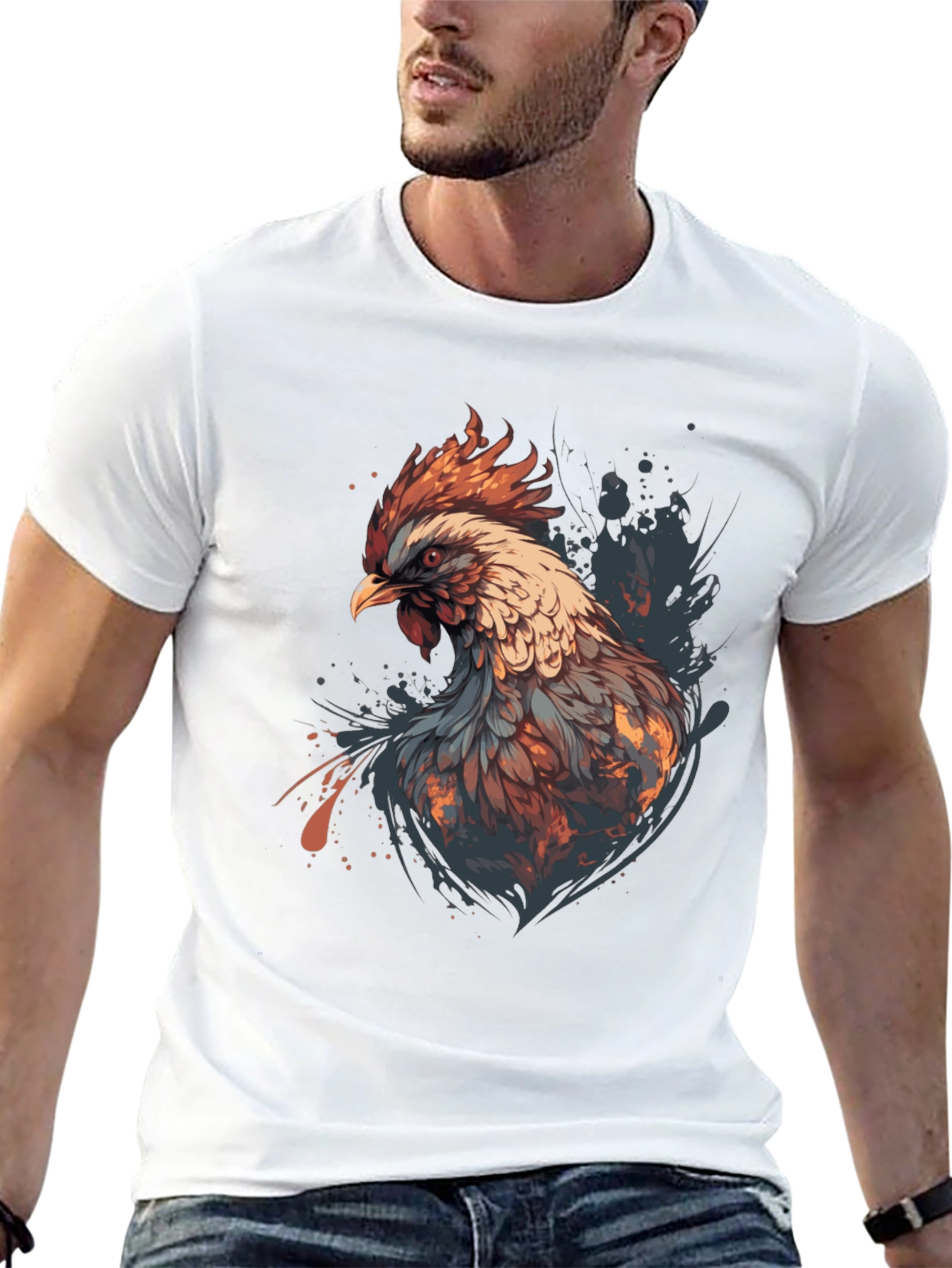 Rooster Graphic Tee - Stylish Mens Black T-Shirt