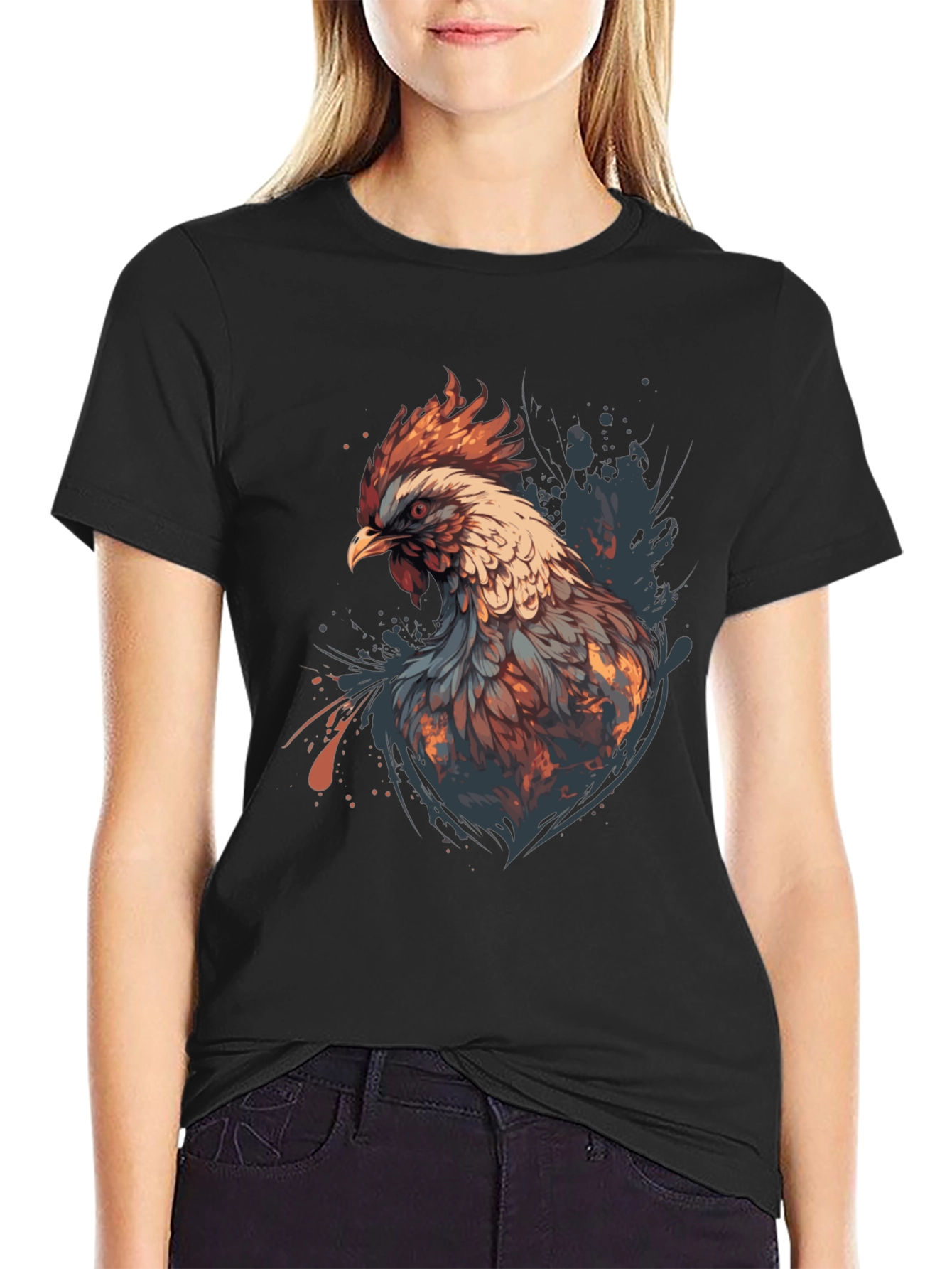 Rooster Graphic Tee - Stylish Mens Black T-Shirt