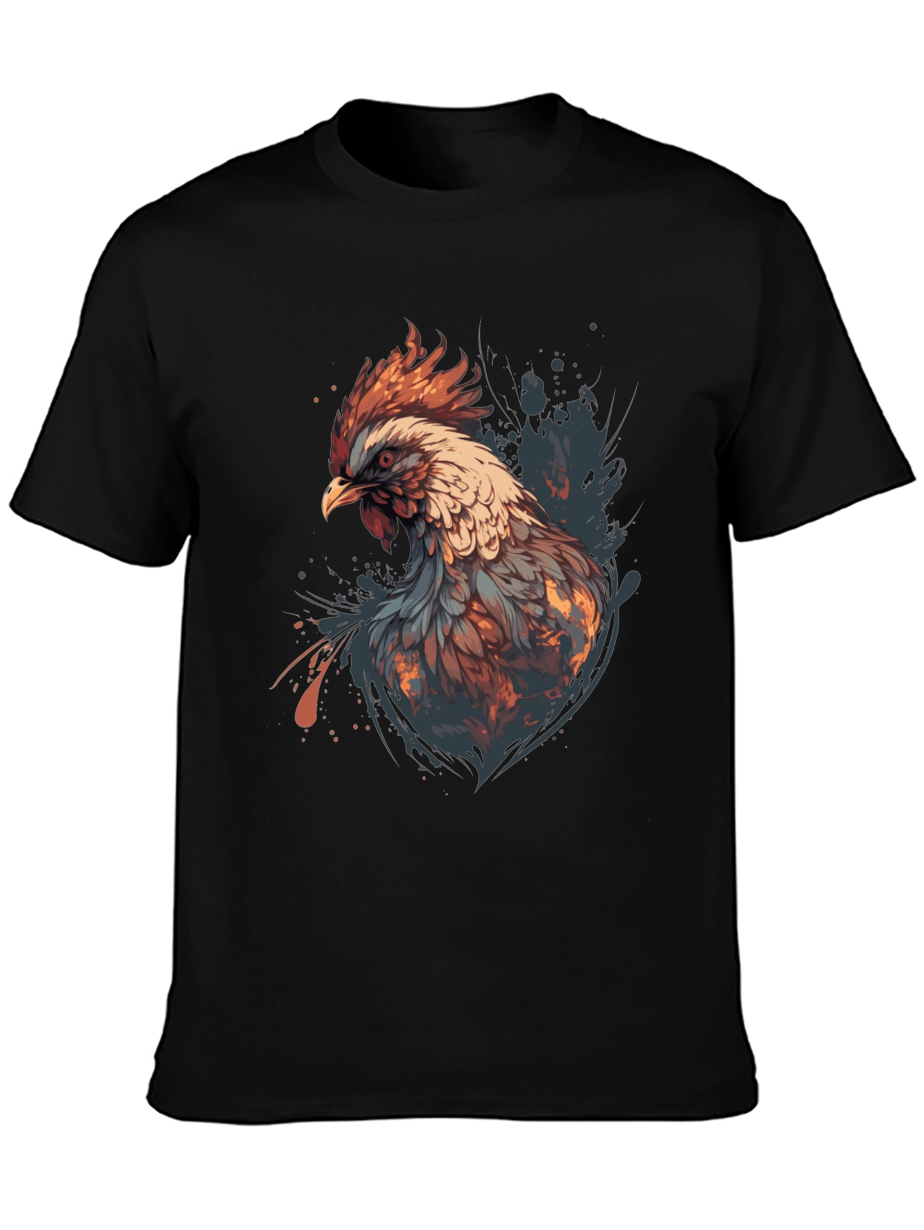 Rooster Graphic Tee - Stylish Mens Black T-Shirt