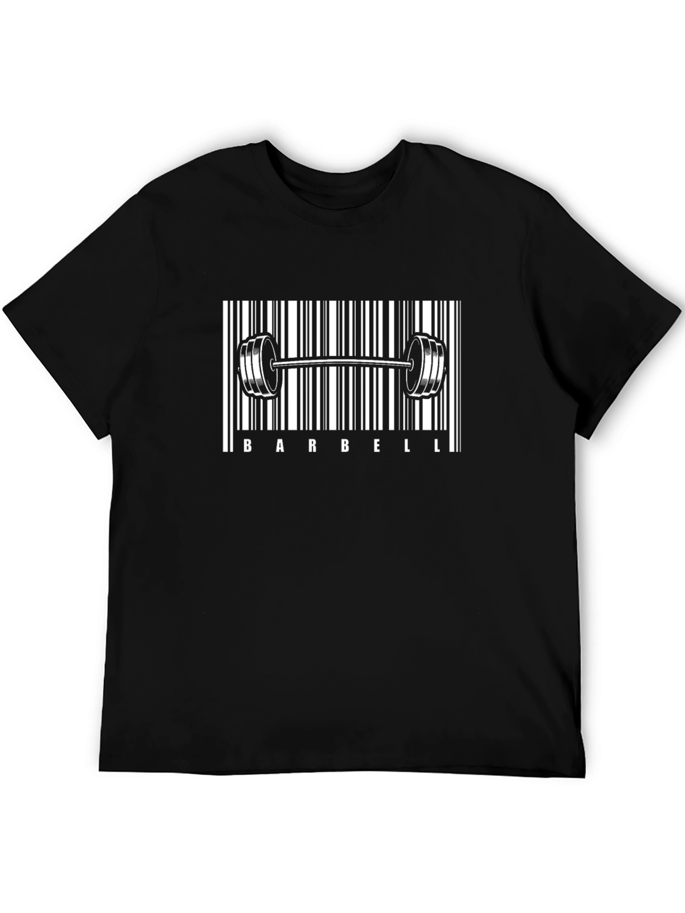 Barbell Barcode Graphic Tee - Gym & Fitness Apparel