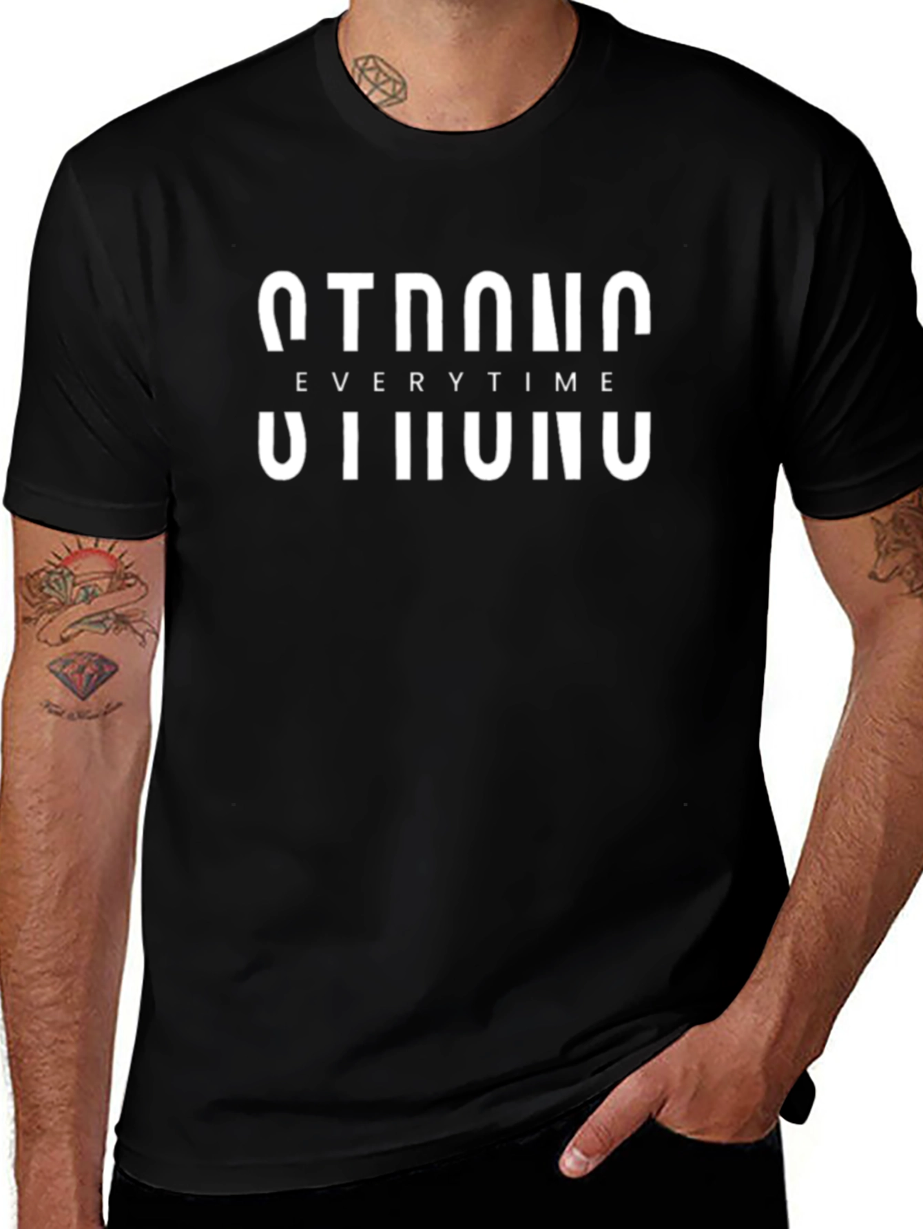 Strong Everytime T-Shirt - Black Cotton Graphic Tee