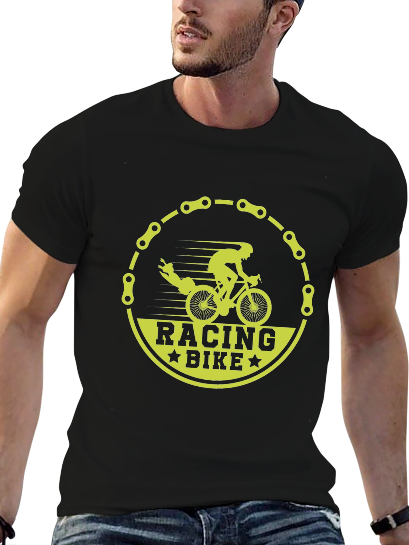 Racing Bike Graphic T-Shirt - Black