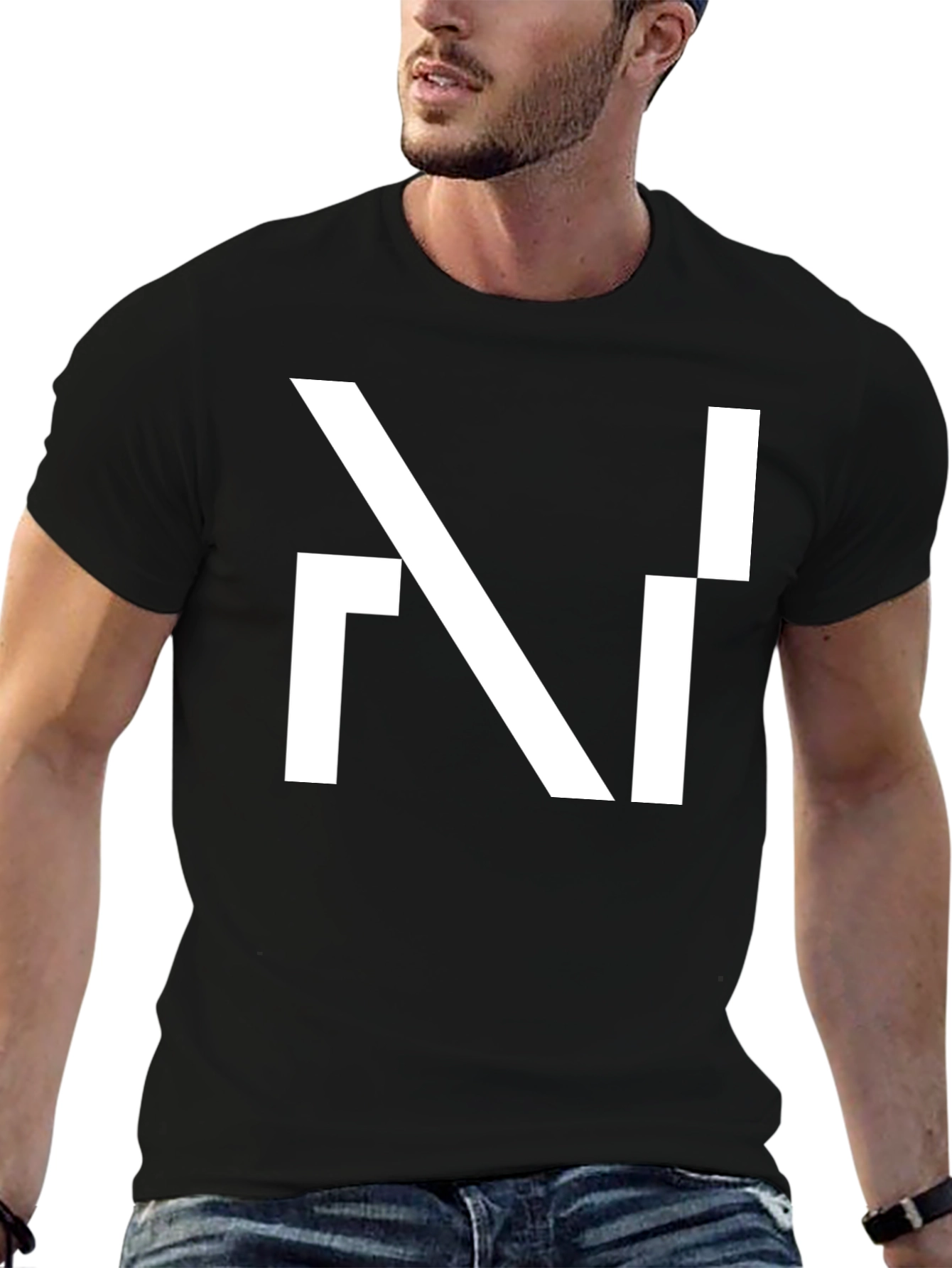 Modern Geometric Design Black T-Shirt