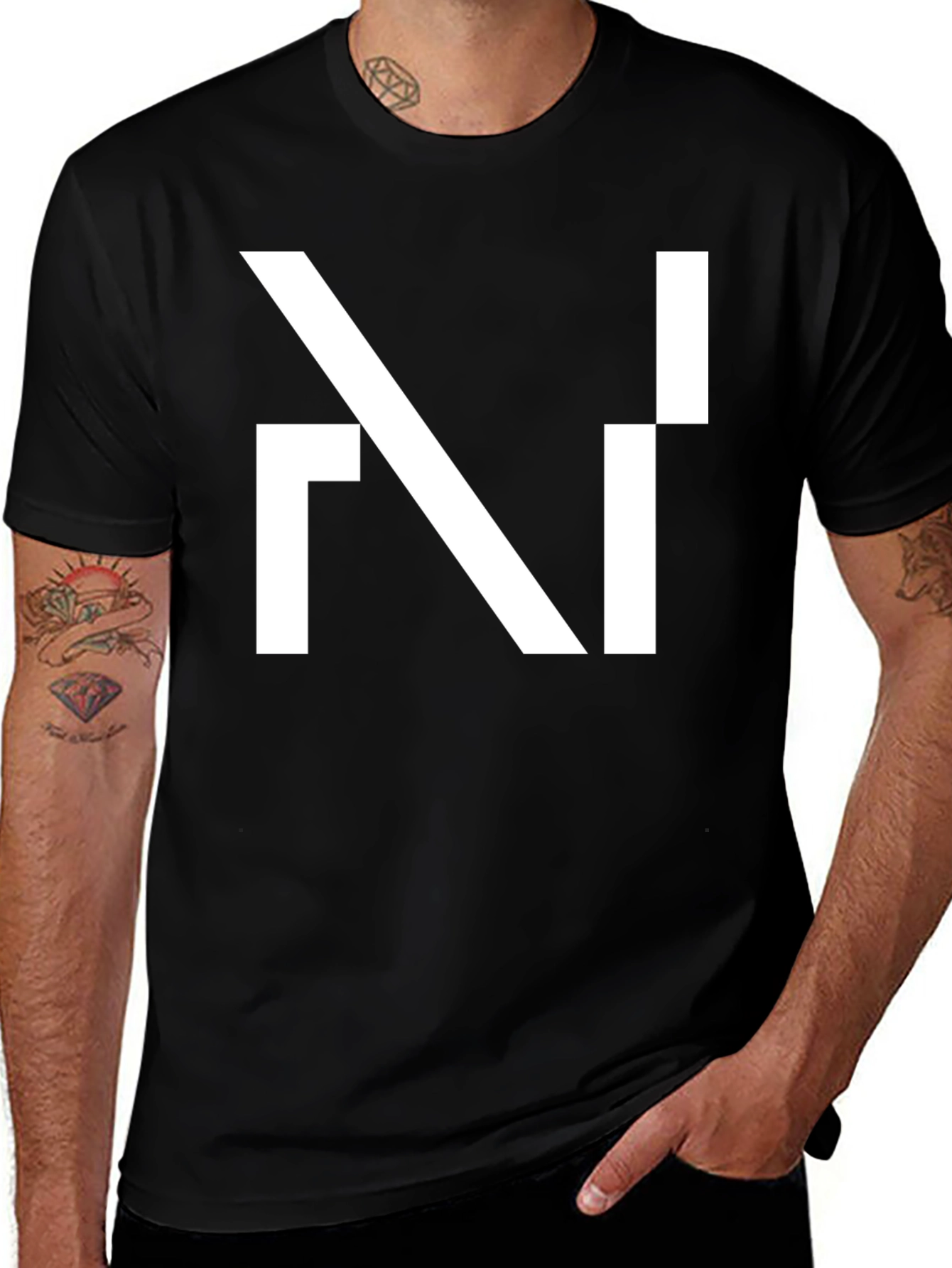 Modern Geometric Design Black T-Shirt