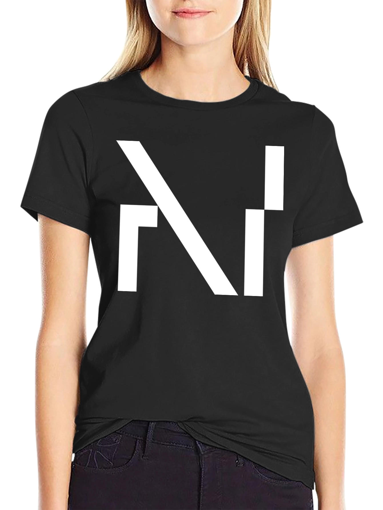 Modern Geometric Design Black T-Shirt