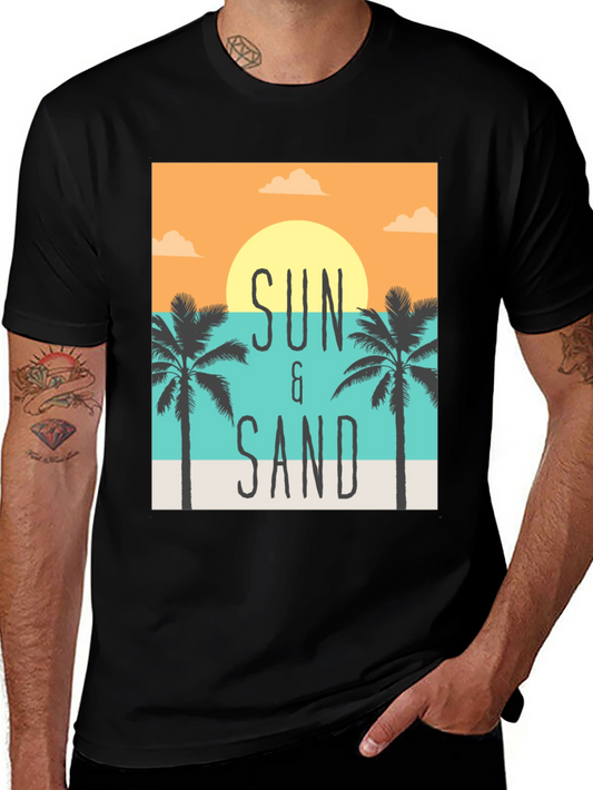 Sun & Sand Graphic Print Black T-Shirt
