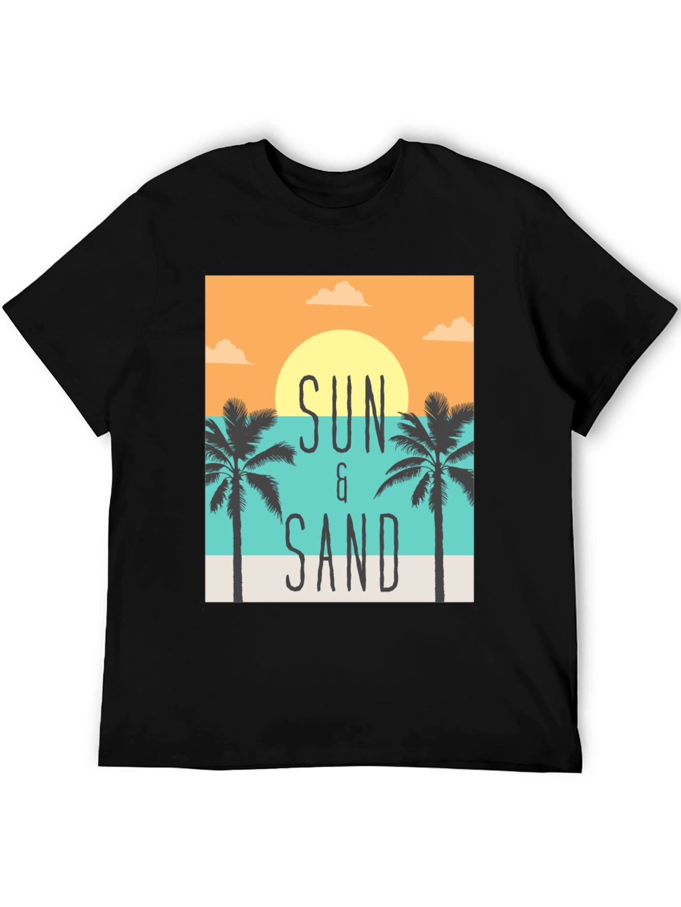 Sun & Sand Graphic Print Black T-Shirt