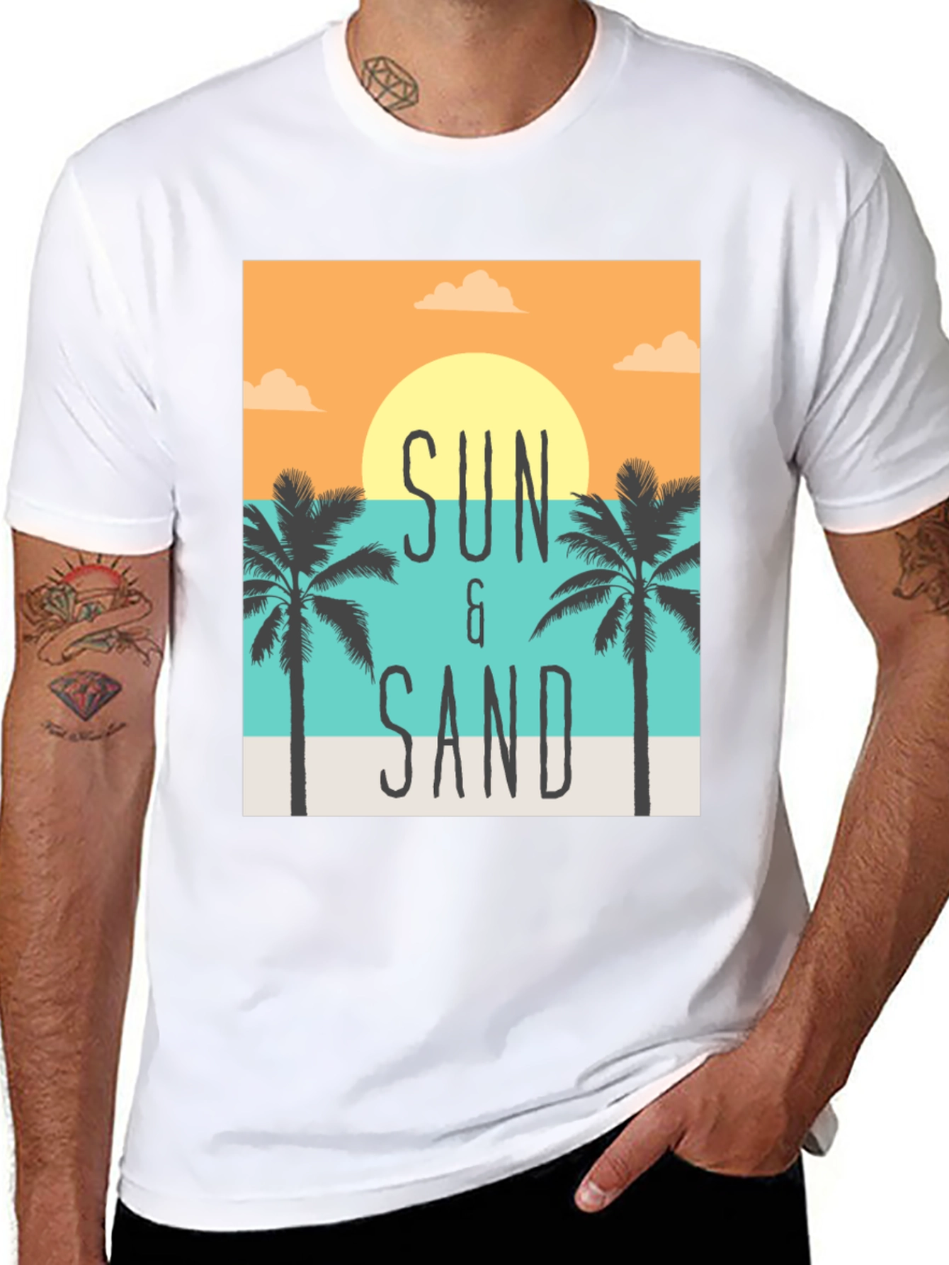 Sun & Sand Graphic Print Black T-Shirt