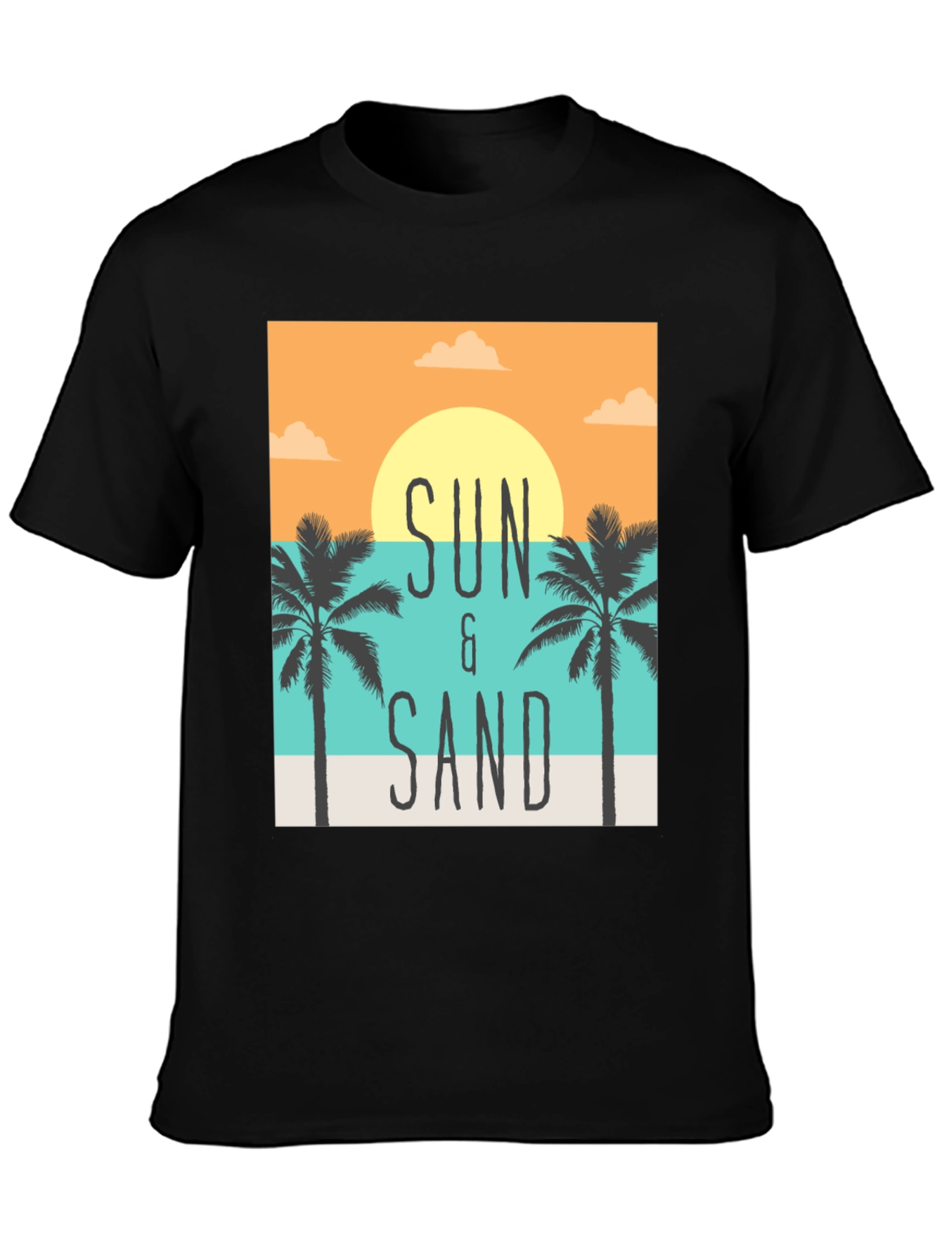Sun & Sand Graphic Print Black T-Shirt