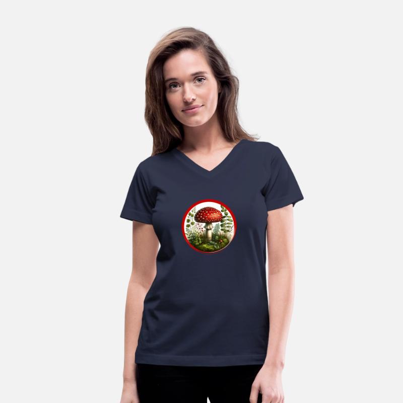 Detailed red toadstool on forest floor