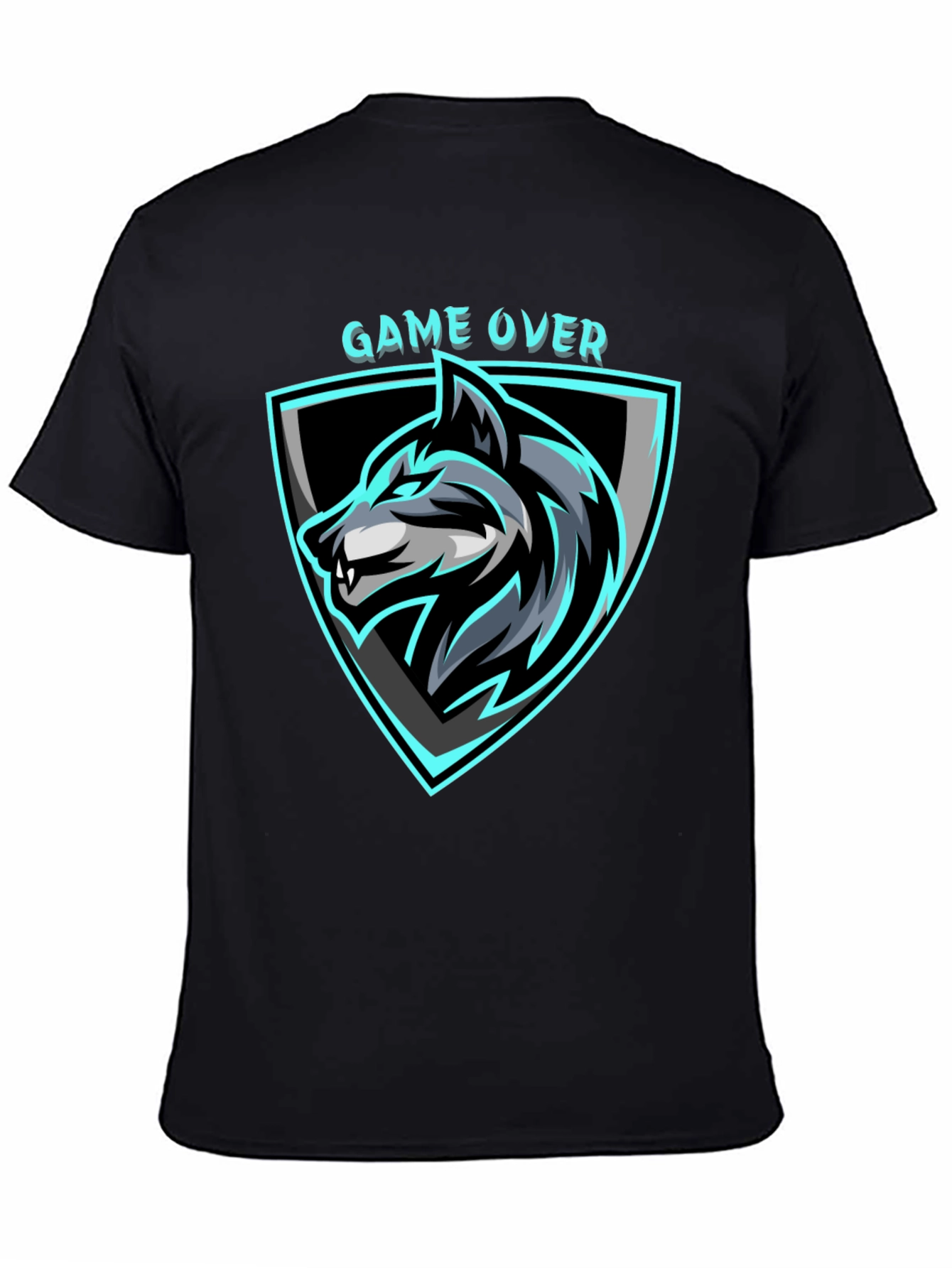 Game Over Wolf Graphic Black T-Shirt