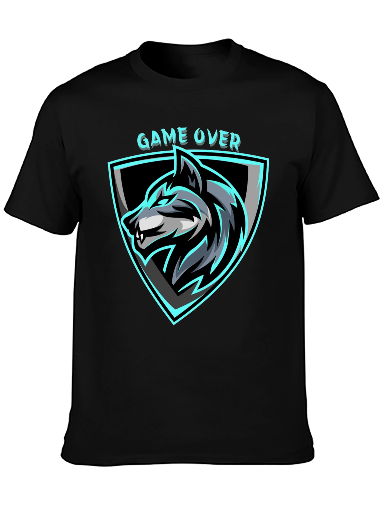 Game Over Wolf Graphic Black T-Shirt