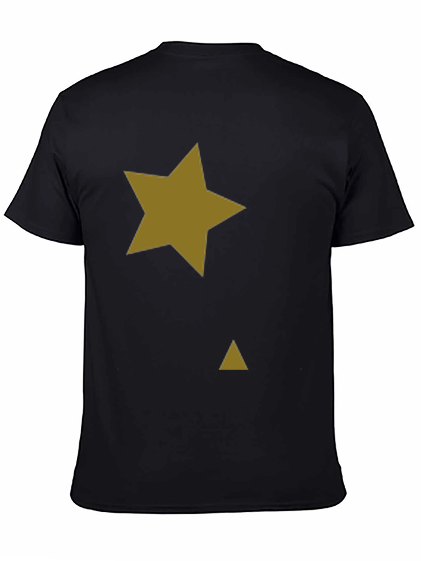 Black Tee with Gold Star & Triangle Graphic Print