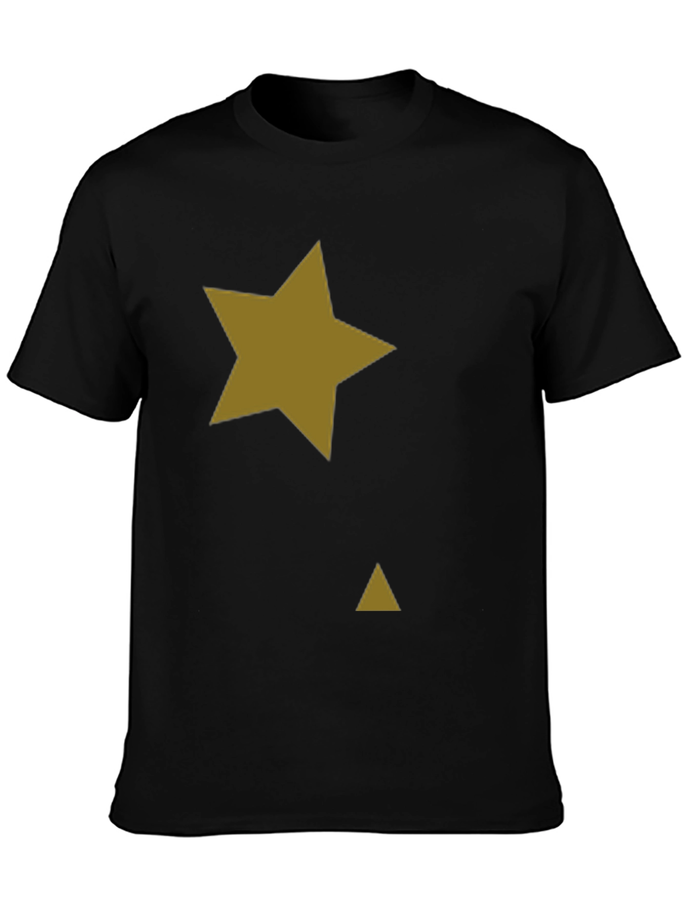 Black Tee with Gold Star & Triangle Graphic Print