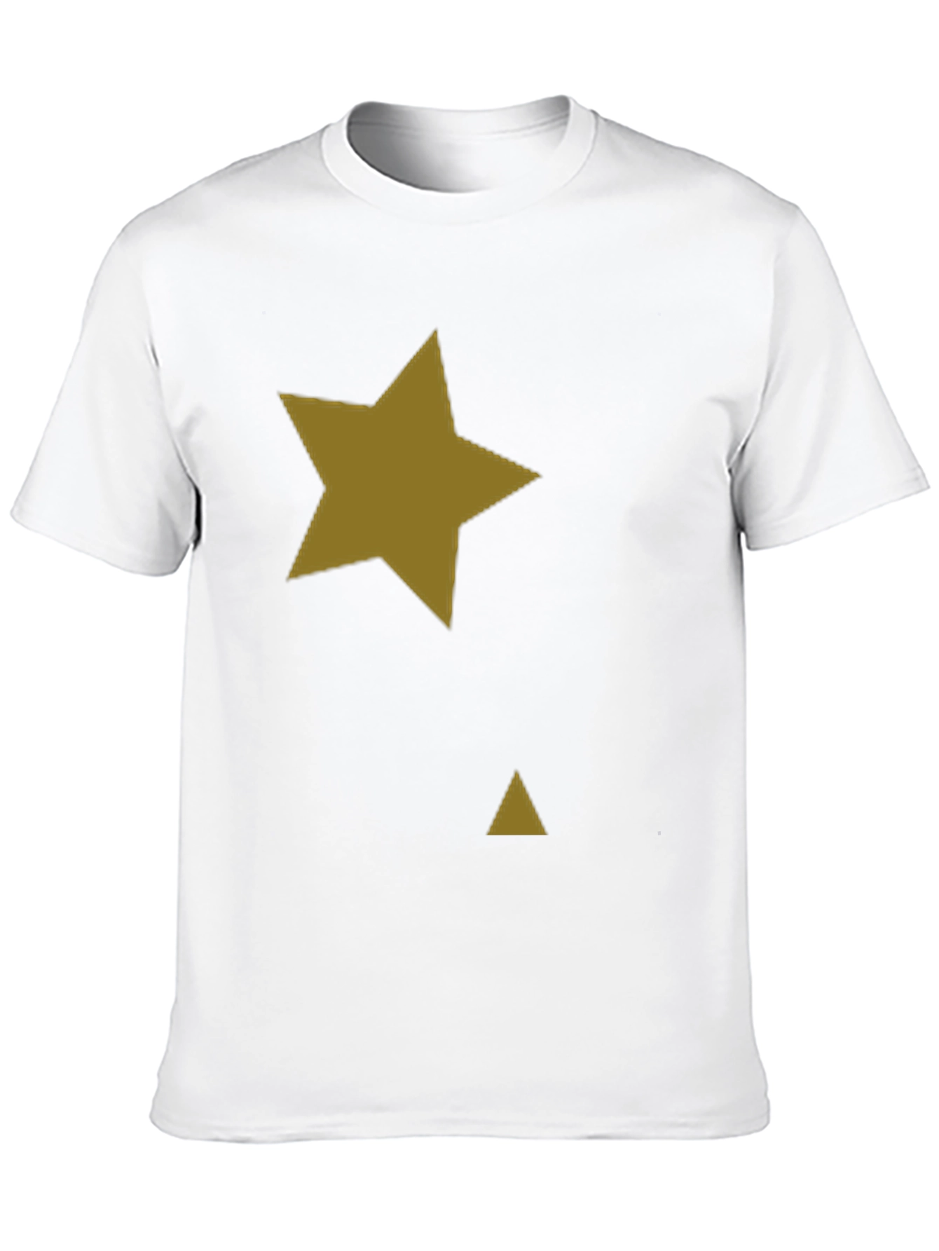 Black Tee with Gold Star & Triangle Graphic Print