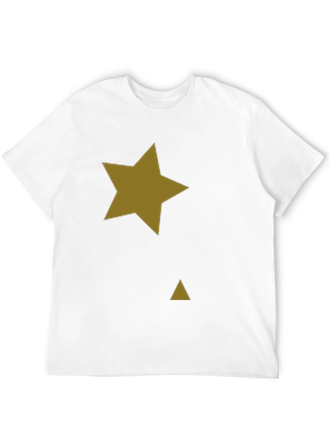 Black Tee with Gold Star & Triangle Graphic Print