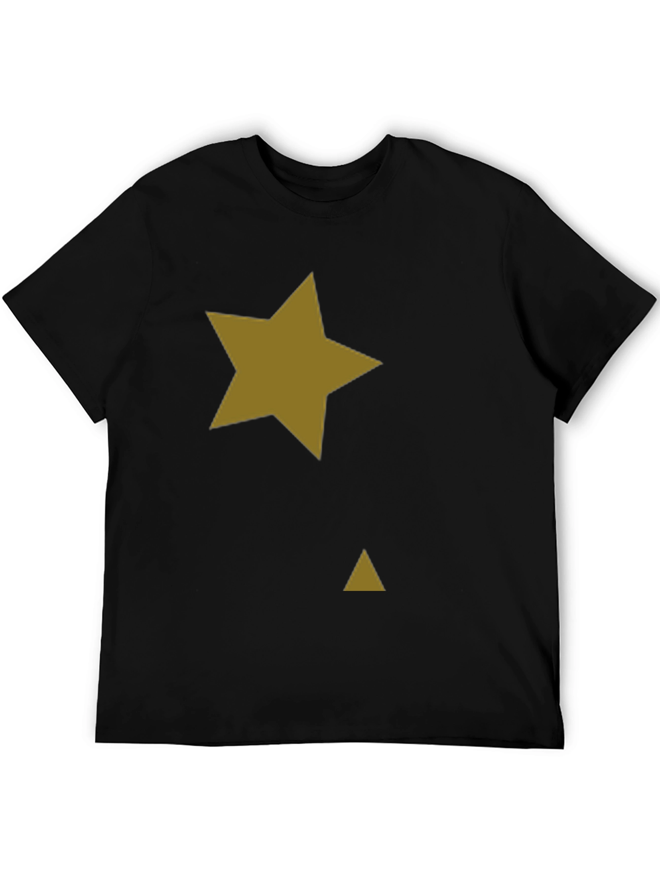 Black Tee with Gold Star & Triangle Graphic Print