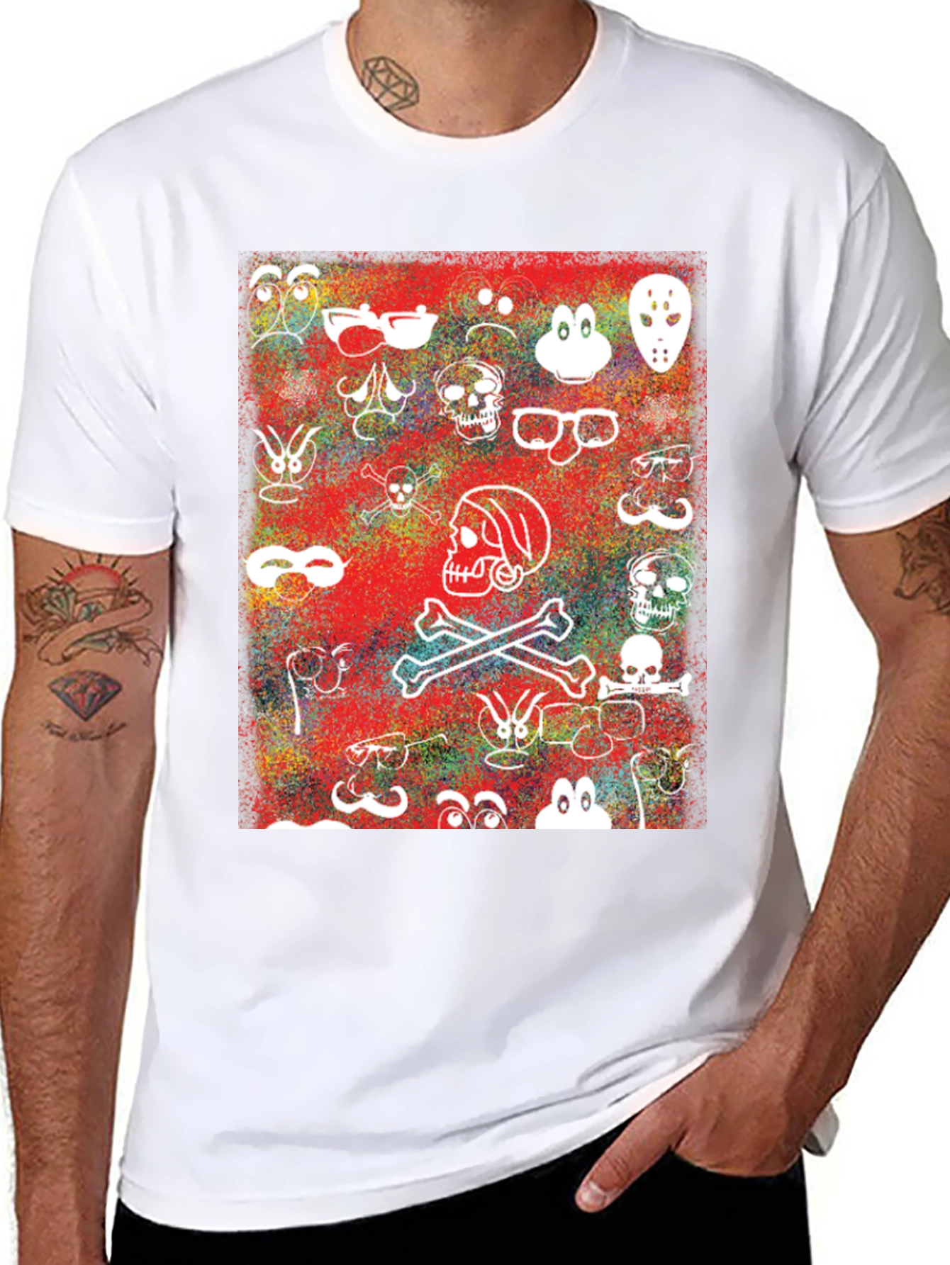 Skull & Character Graphic Print T-Shirt