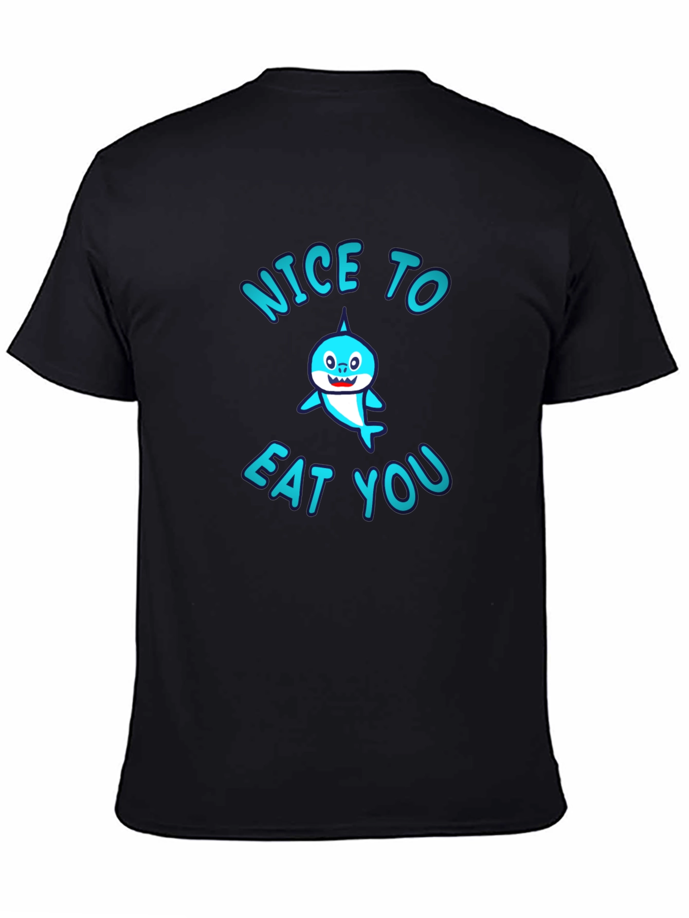 Nice To Eat You Shark Graphic T-Shirt - Black