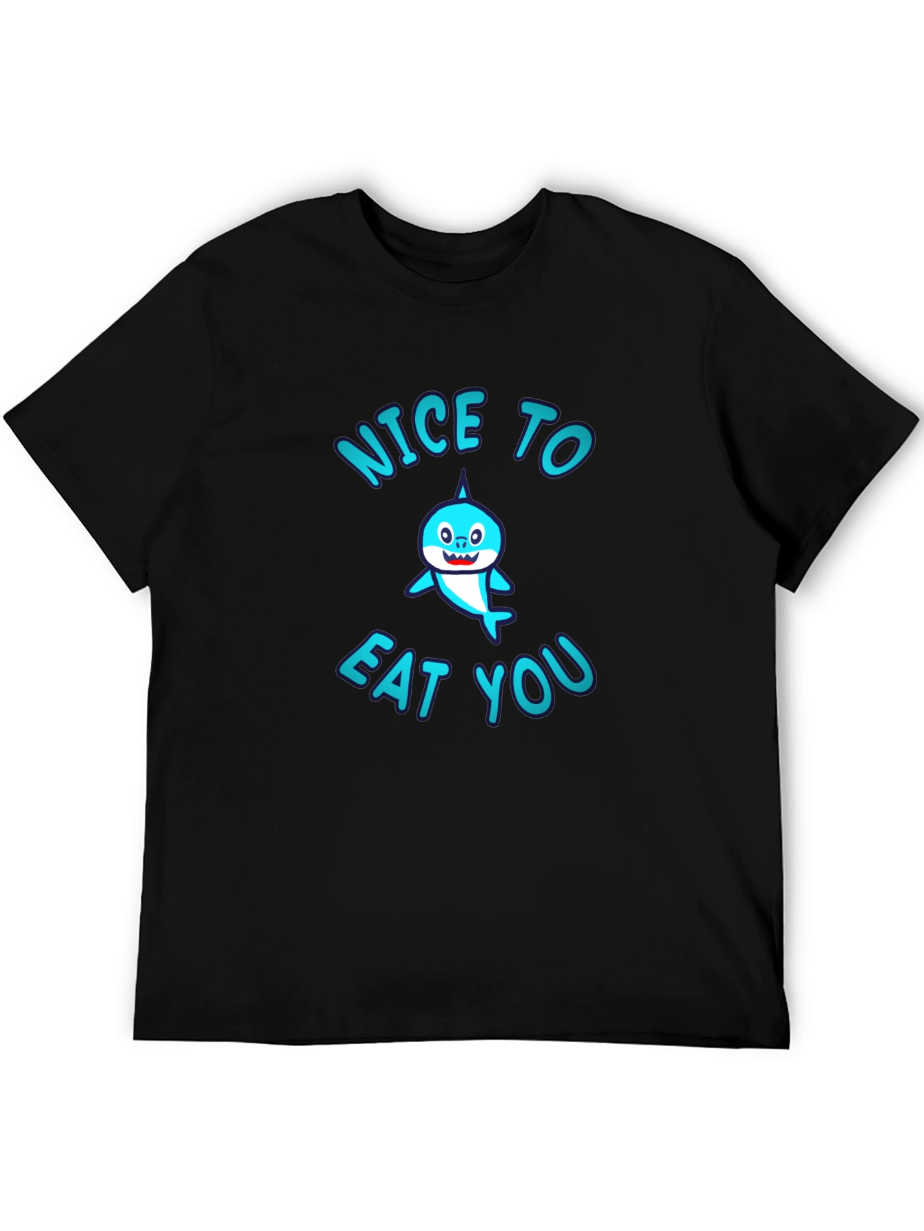 Nice To Eat You Shark Graphic T-Shirt - Black