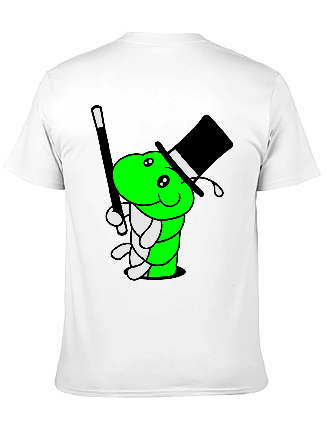 Cartoon Magician Worm Graphic Tee - Black Cotton