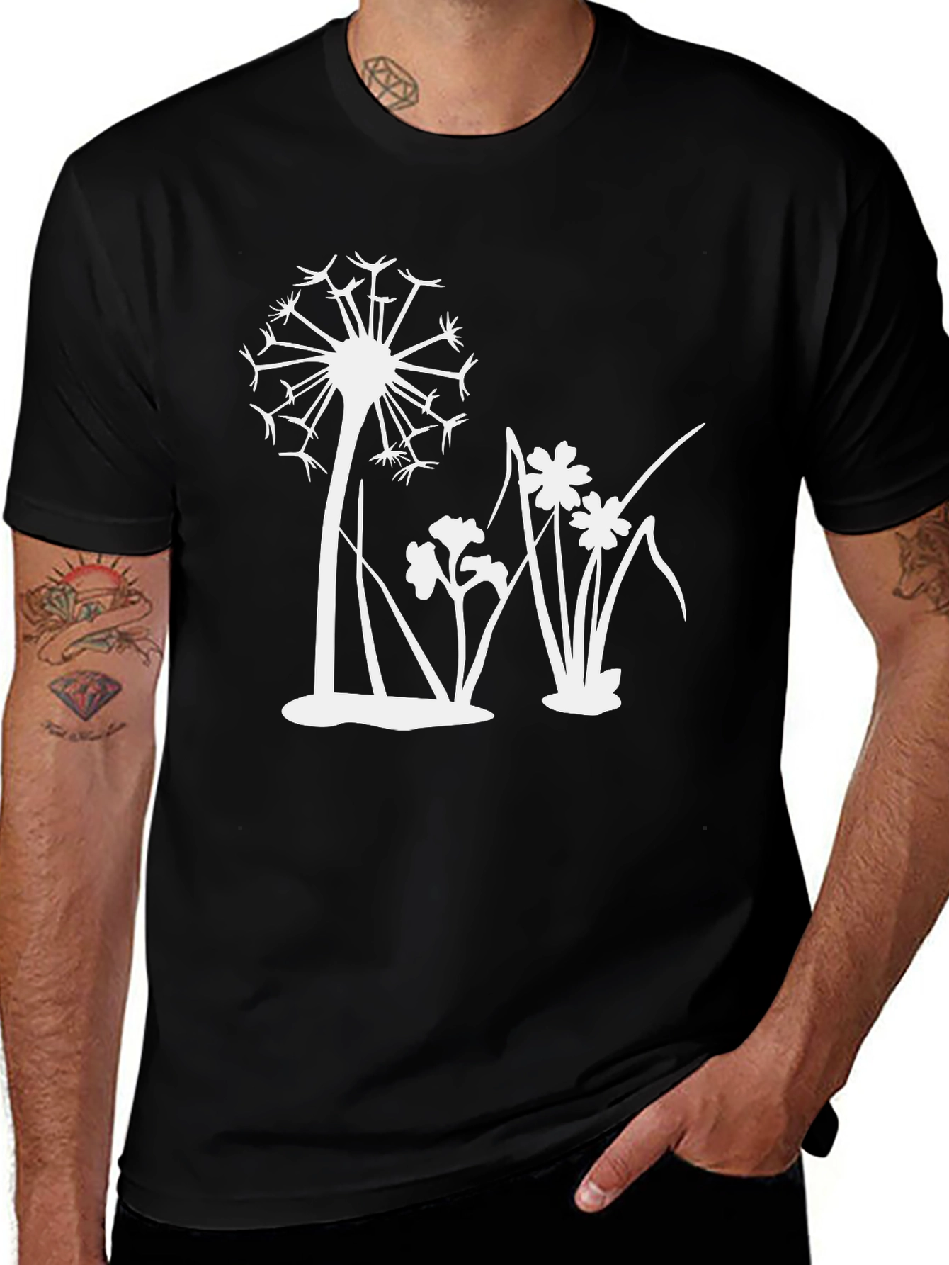 Dandelion Graphic Black T-Shirt